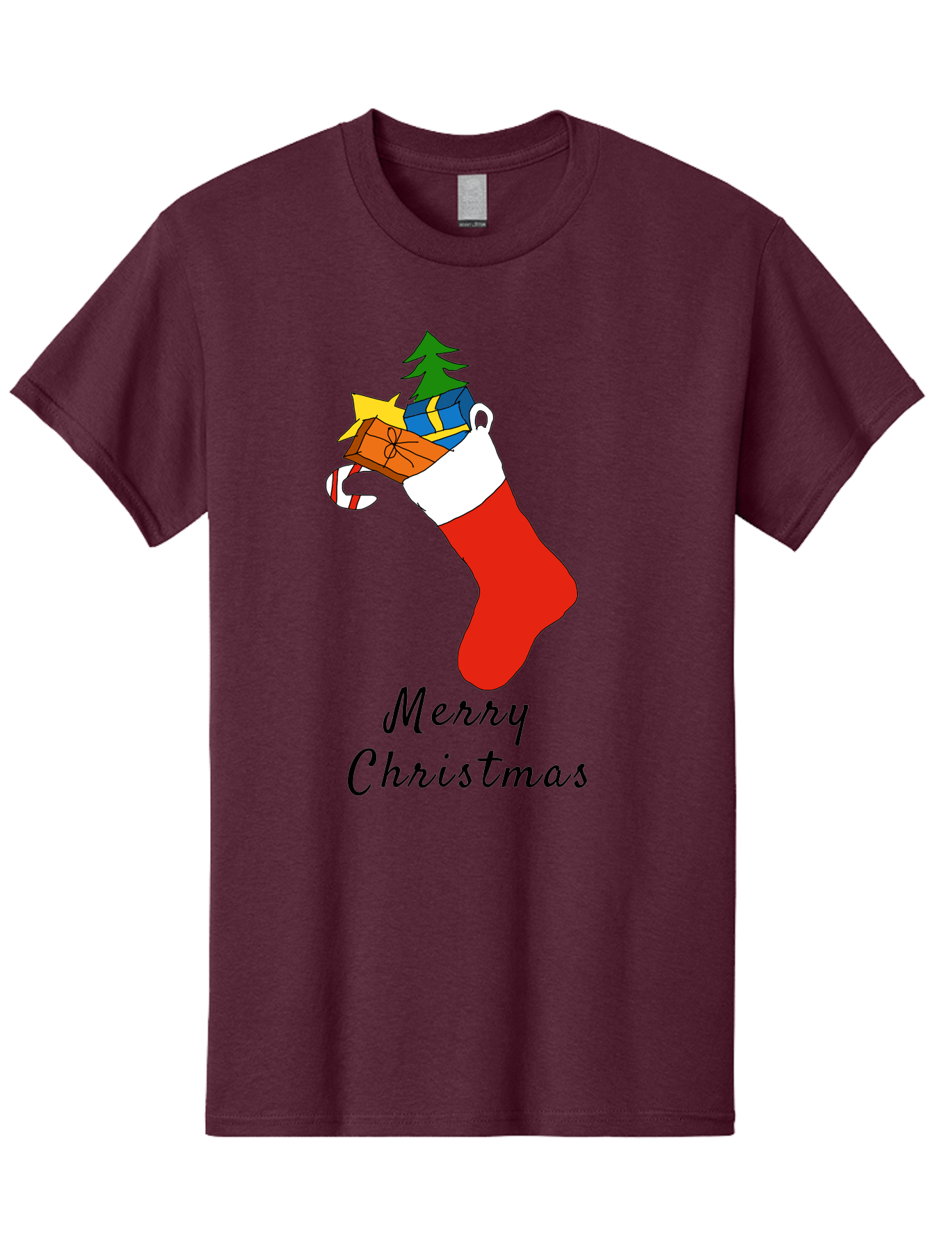 Merry-Christmas-1 Men'S Graphic Tee, 100% Cotton, Comfortable Casual Summer Wear, Machine Washable, Christmas Stocking, Holiday Gifts, Festive Decorations, Christmas Tree, Wrapped Presents, Candy Cane, Merry Christmas Greeting, - Aaa096