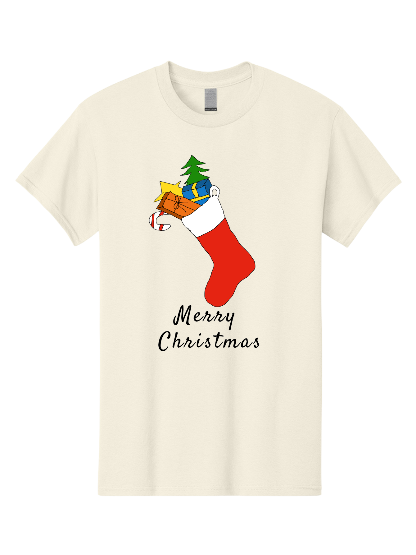 Merry-Christmas-1 Men'S Graphic Tee, 100% Cotton, Comfortable Casual Summer Wear, Machine Washable, Christmas Stocking, Holiday Gifts, Festive Decorations, Christmas Tree, Wrapped Presents, Candy Cane, Merry Christmas Greeting, - Aaa096