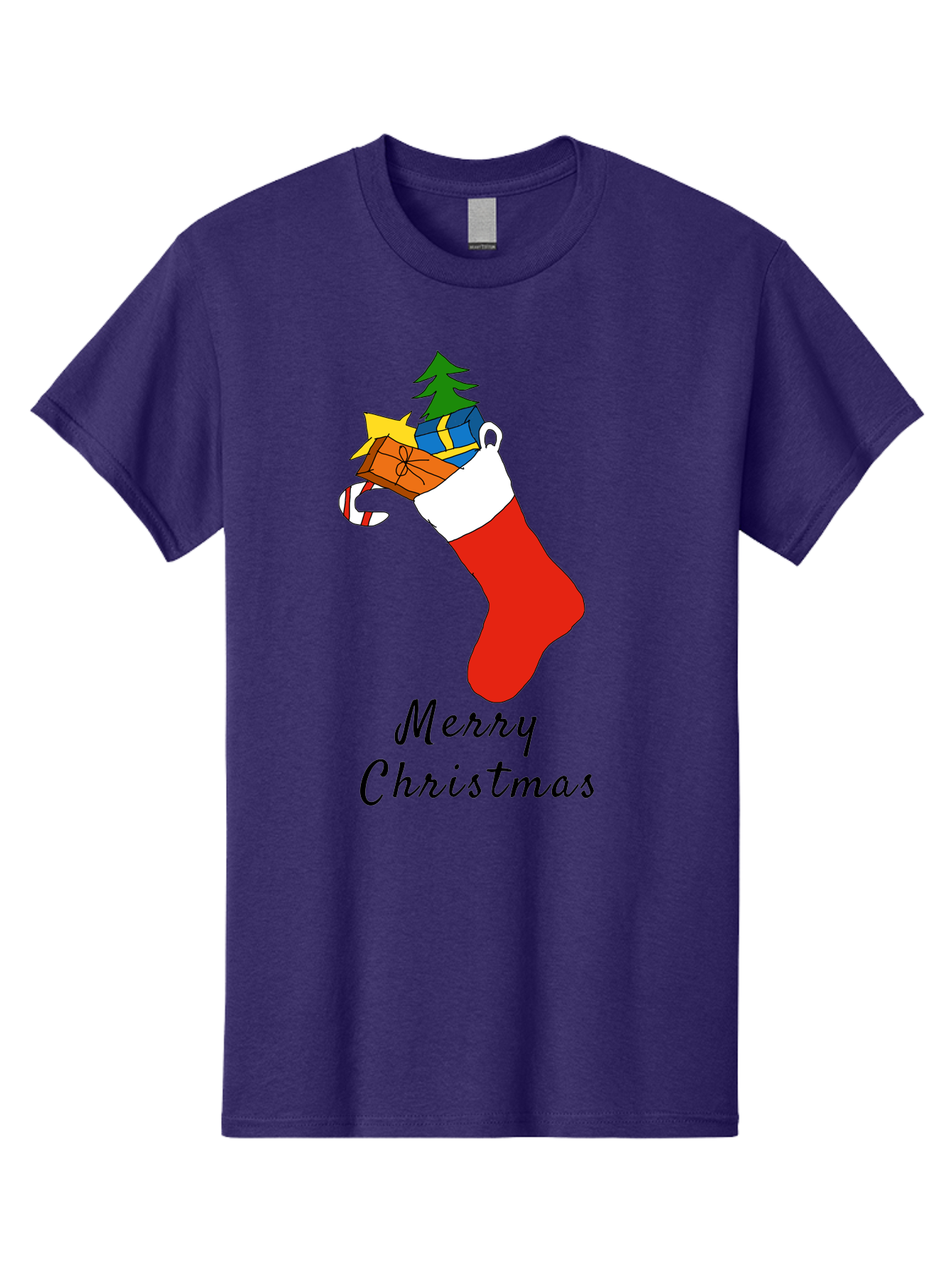 Merry-Christmas-1 Men'S Graphic Tee, 100% Cotton, Comfortable Casual Summer Wear, Machine Washable, Christmas Stocking, Holiday Gifts, Festive Decorations, Christmas Tree, Wrapped Presents, Candy Cane, Merry Christmas Greeting, - Aaa096