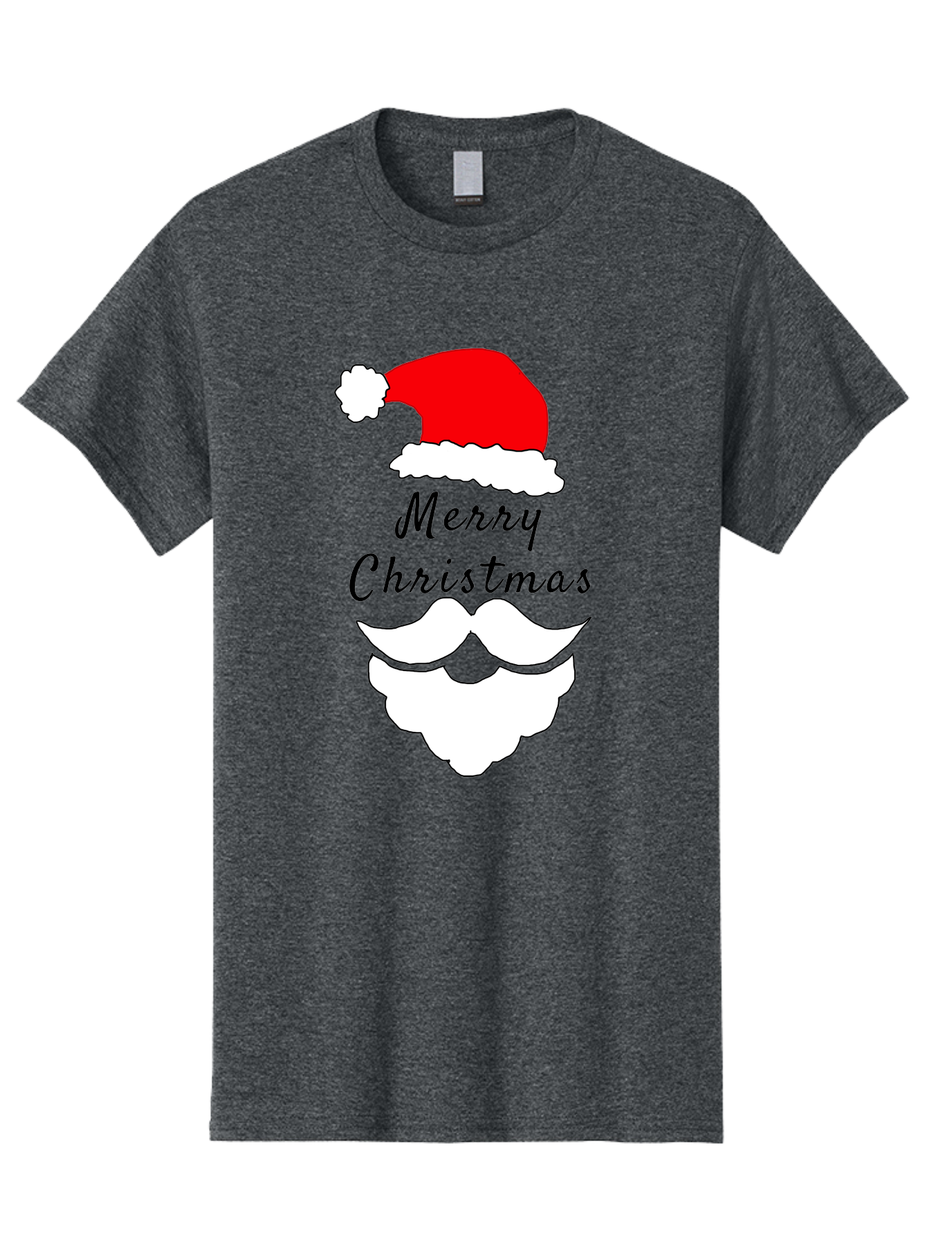 Merry-Christmas Men'S Graphic Tee, 100% Cotton, Comfortable Casual Summer Wear, Machine Washable, Merry Christmas, Santa Hat, White Beard, Festive Season, Holiday Greeting, Christmas Wishes, Jolly Old Saint Nick, Winter Wonderland, - Aaa097