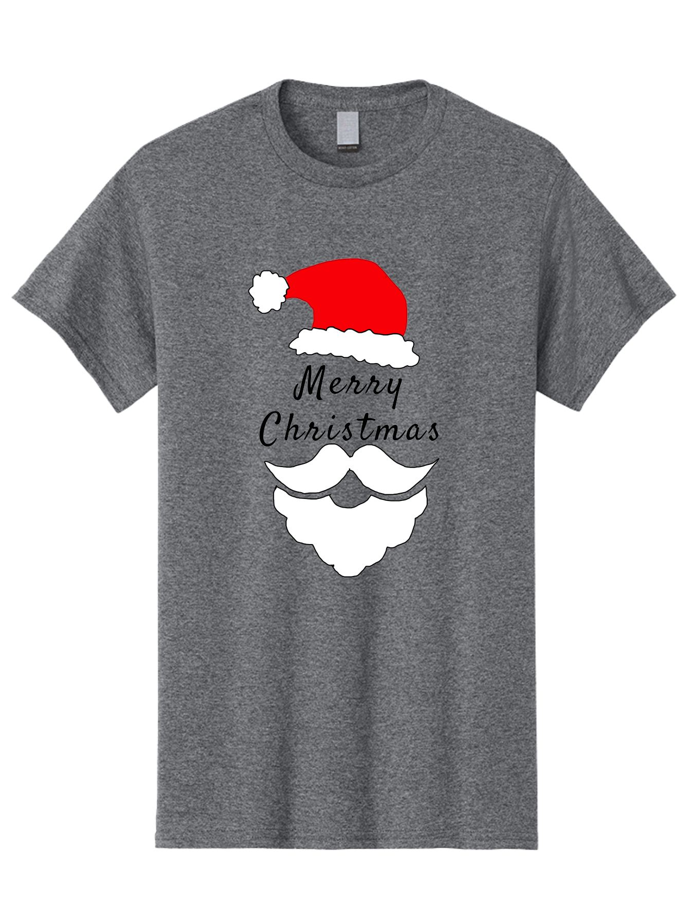 Merry-Christmas Men'S Graphic Tee, 100% Cotton, Comfortable Casual Summer Wear, Machine Washable, Merry Christmas, Santa Hat, White Beard, Festive Season, Holiday Greeting, Christmas Wishes, Jolly Old Saint Nick, Winter Wonderland, - Aaa097