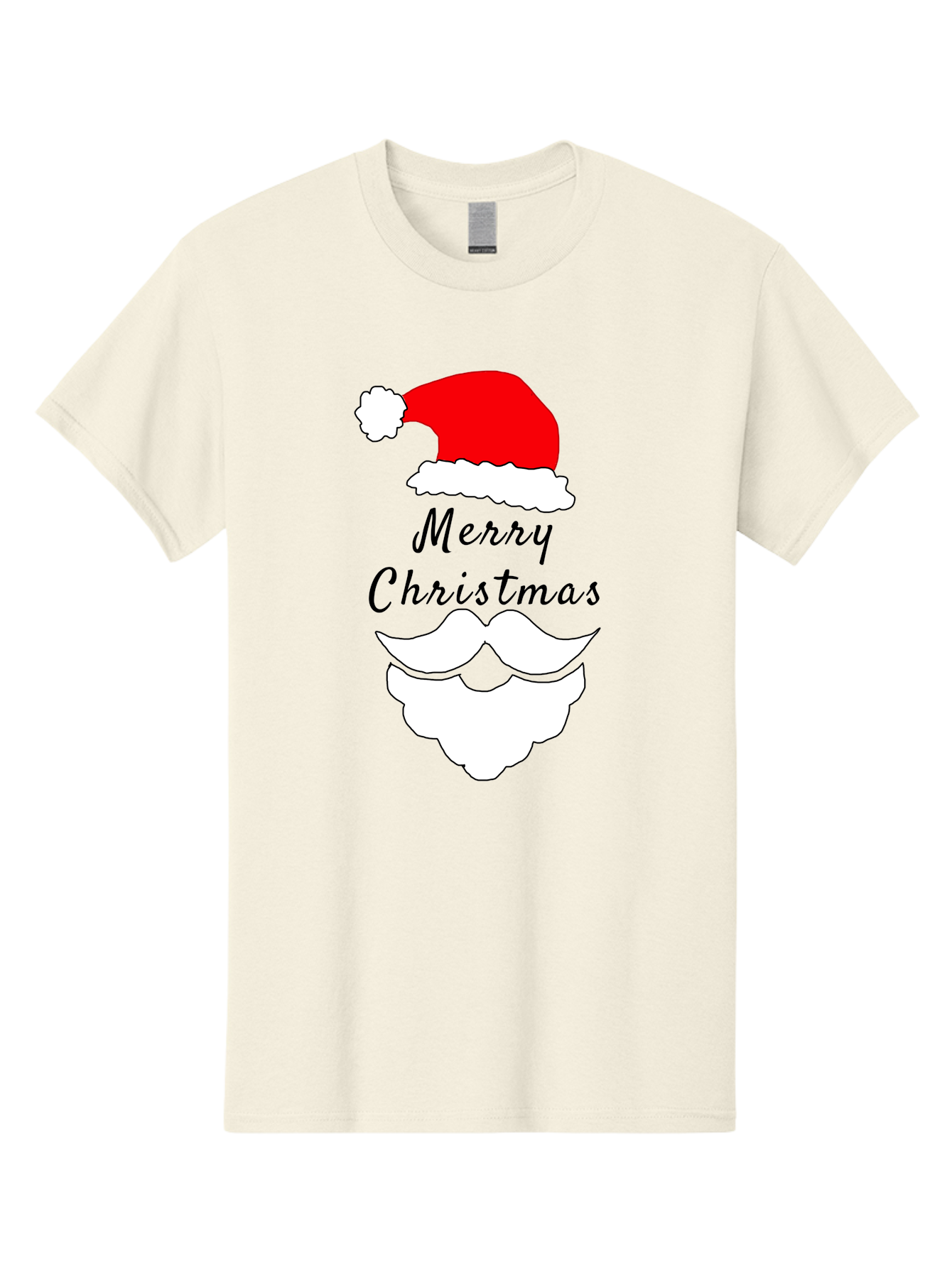 Merry-Christmas Men'S Graphic Tee, 100% Cotton, Comfortable Casual Summer Wear, Machine Washable, Merry Christmas, Santa Hat, White Beard, Festive Season, Holiday Greeting, Christmas Wishes, Jolly Old Saint Nick, Winter Wonderland, - Aaa097