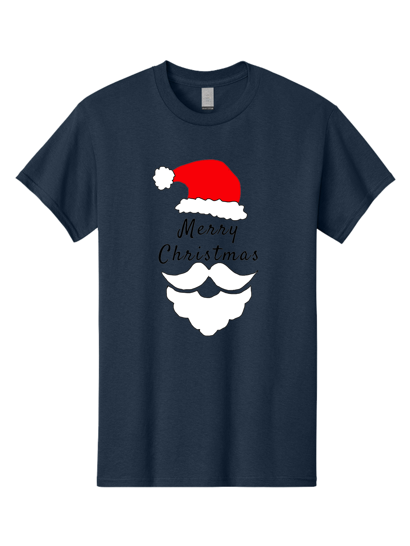 Merry-Christmas Men'S Graphic Tee, 100% Cotton, Comfortable Casual Summer Wear, Machine Washable, Merry Christmas, Santa Hat, White Beard, Festive Season, Holiday Greeting, Christmas Wishes, Jolly Old Saint Nick, Winter Wonderland, - Aaa097