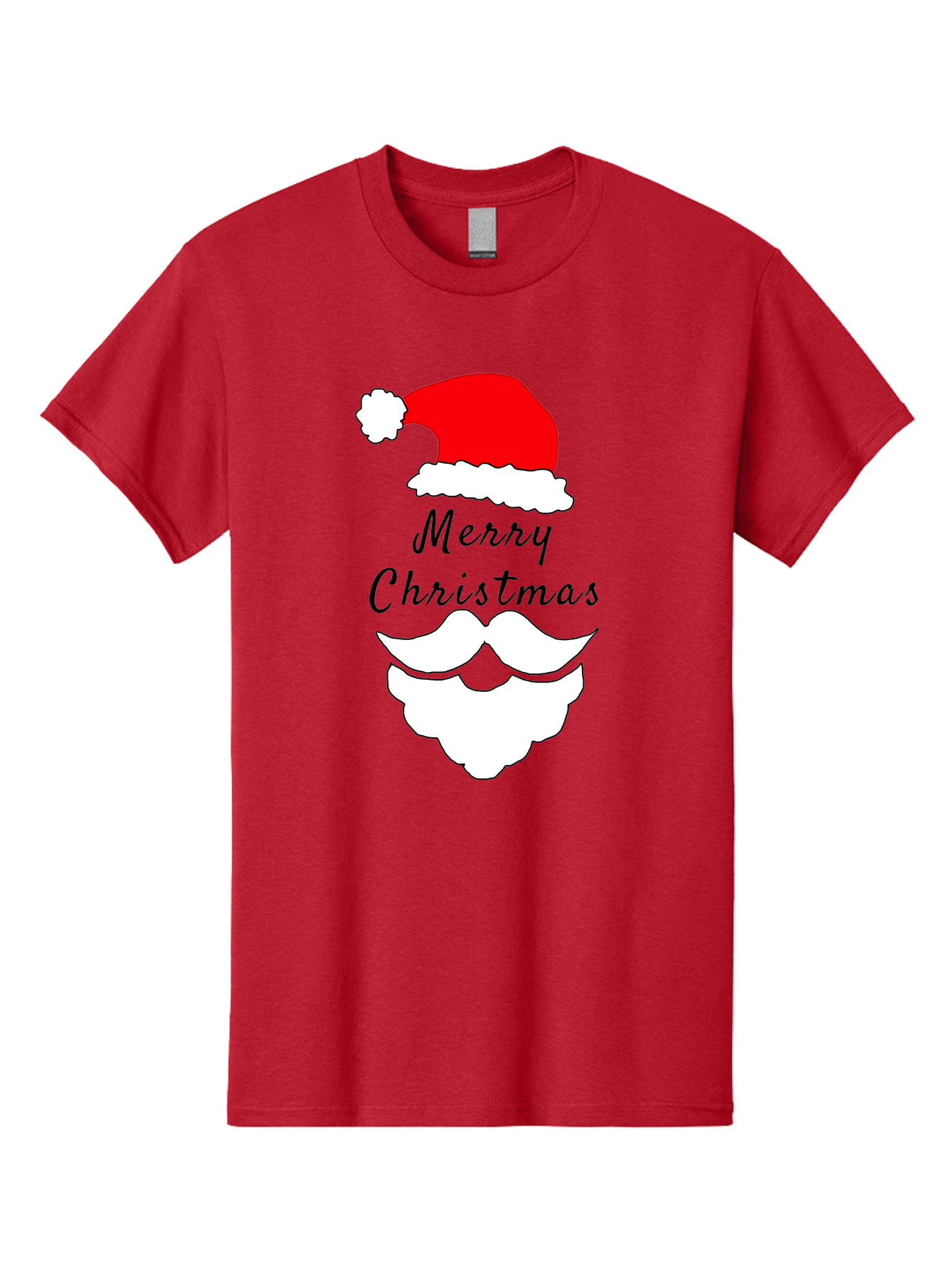Merry-Christmas Men'S Graphic Tee, 100% Cotton, Comfortable Casual Summer Wear, Machine Washable, Merry Christmas, Santa Hat, White Beard, Festive Season, Holiday Greeting, Christmas Wishes, Jolly Old Saint Nick, Winter Wonderland, - Aaa097