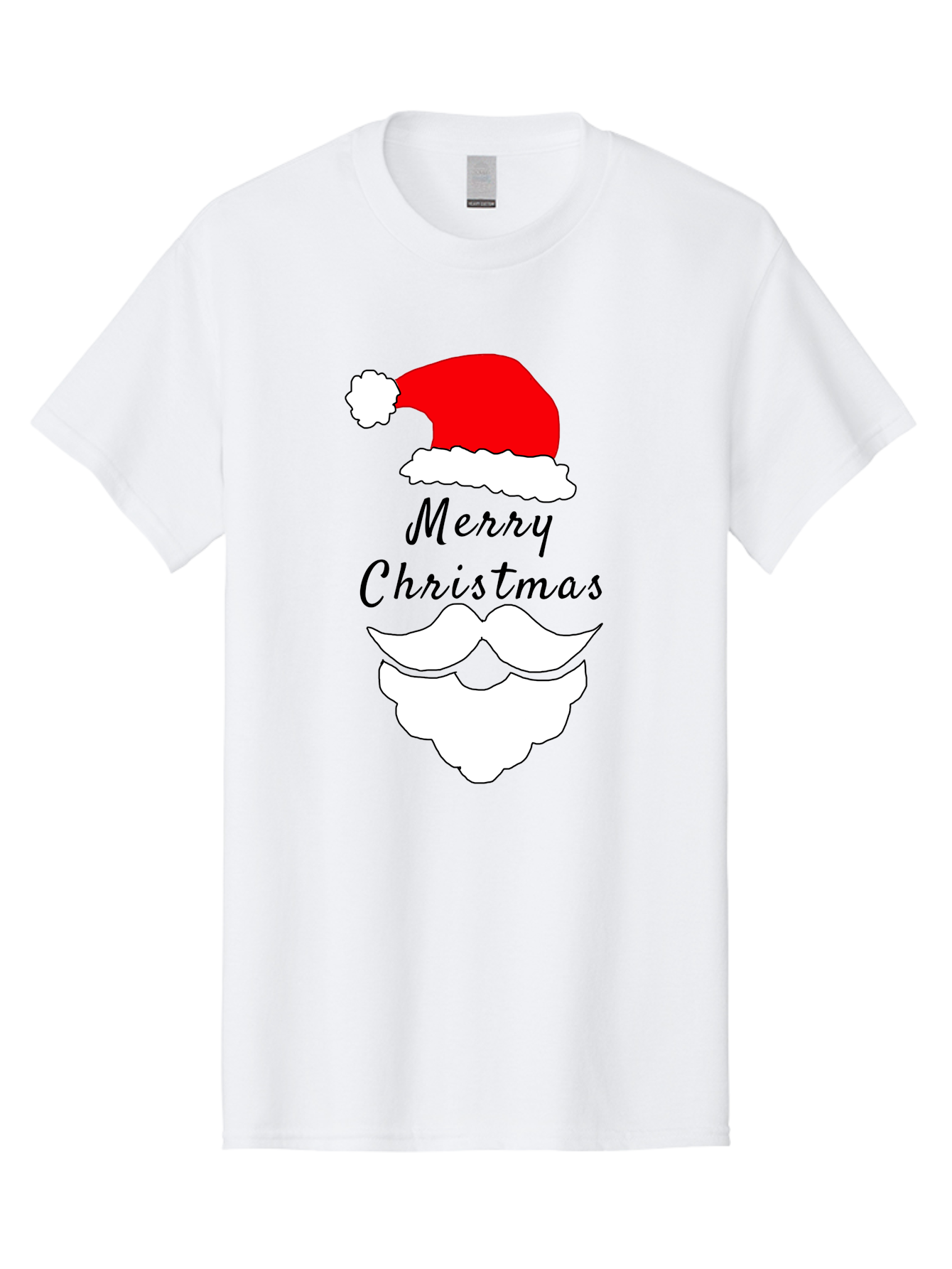 Merry-Christmas Men'S Graphic Tee, 100% Cotton, Comfortable Casual Summer Wear, Machine Washable, Merry Christmas, Santa Hat, White Beard, Festive Season, Holiday Greeting, Christmas Wishes, Jolly Old Saint Nick, Winter Wonderland, - Aaa097
