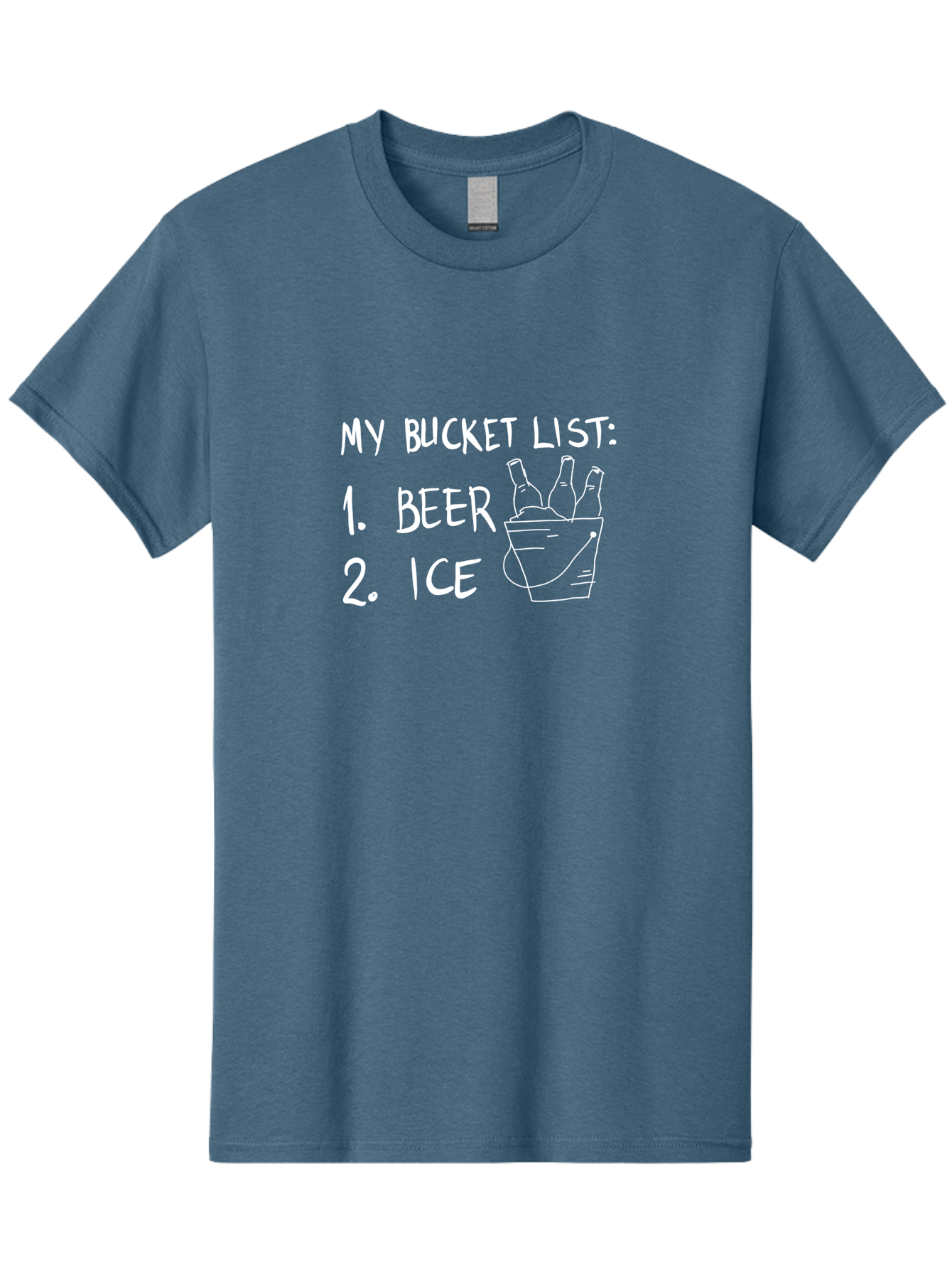 My-Bucket-List Men'S Graphic Tee, 100% Cotton, Comfortable Casual Summer Wear, Machine Washable, Bucket List, Beer And Ice, Funny List, Humorous Quote, Beer Bucket, Ice Cold Beer, Simple Wishes, Funny Quote, Beer Lover - Aaa098