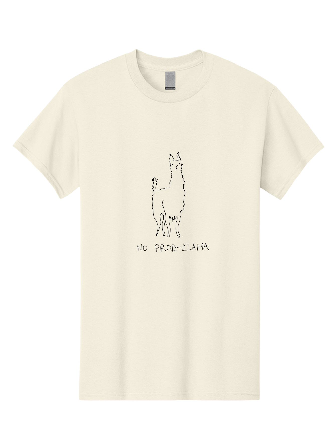 No-Prob-Llama Men'S Graphic Tee, 100% Cotton, Comfortable Casual Summer Wear, Machine Washable, Funny Llama, Simple Illustration, Cute Animal, Punny Phrase, Humorous Design, Quirky Art, Playful Joke, Llama Graphics - Aaa099