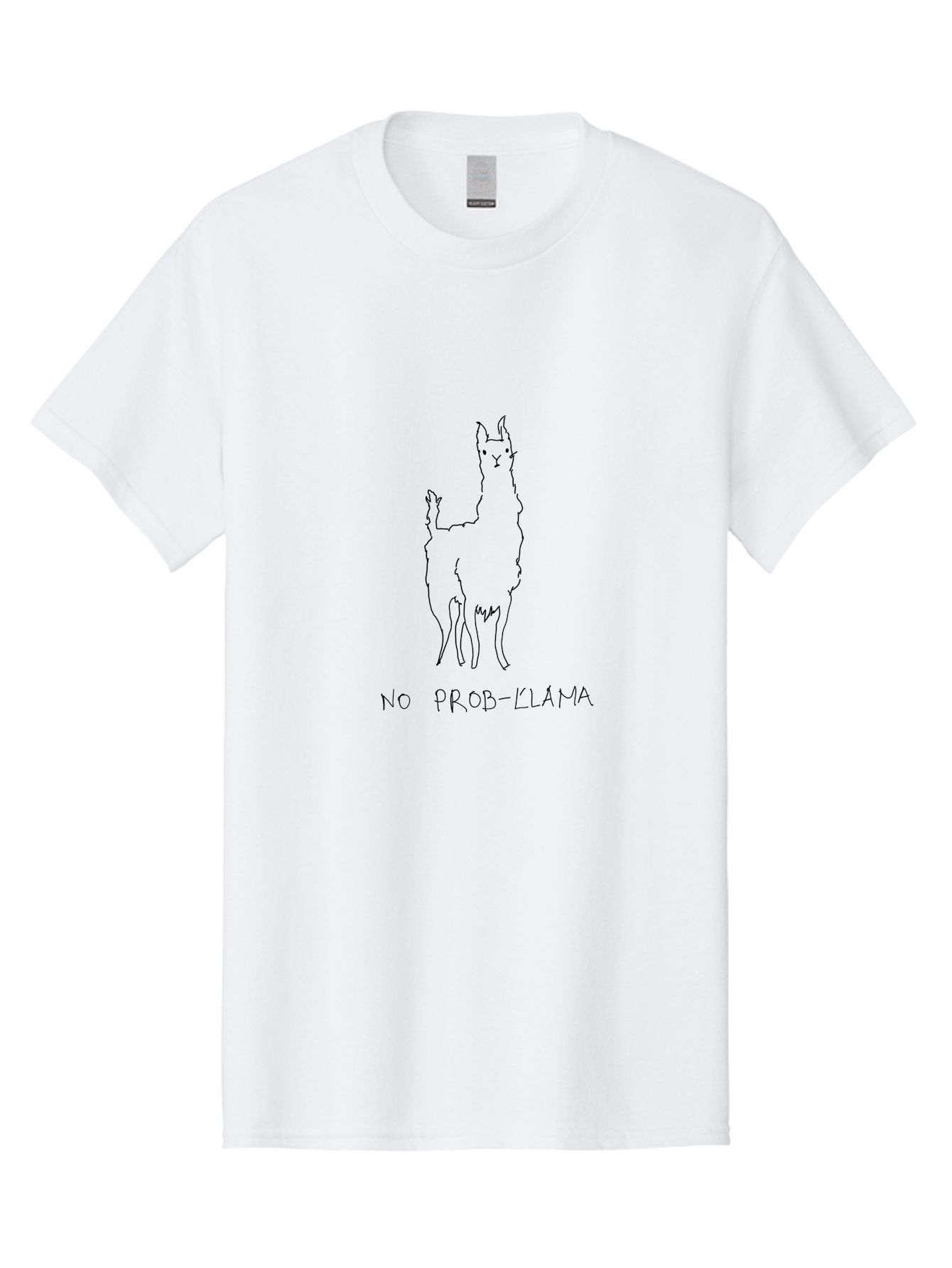 No-Prob-Llama Men'S Graphic Tee, 100% Cotton, Comfortable Casual Summer Wear, Machine Washable, Funny Llama, Simple Illustration, Cute Animal, Punny Phrase, Humorous Design, Quirky Art, Playful Joke, Llama Graphics - Aaa099