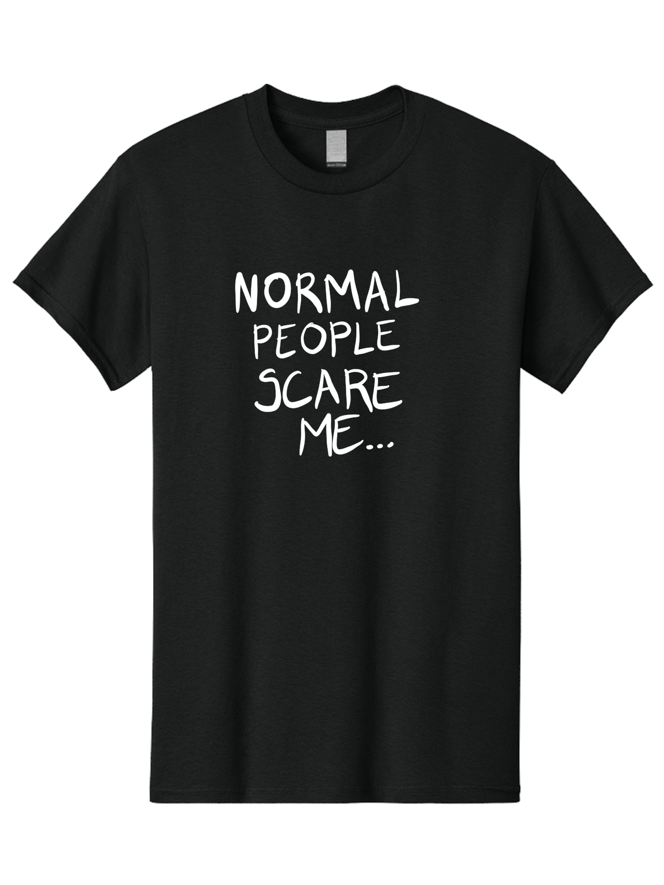 Normal-People-Scare-Me Men'S Graphic Tee, 100% Cotton, Comfortable Casual Summer Wear, Machine Washable, Normal People Scare Me, Inspirational Quotes, Funny Sayings, Quirky Humor, Handwritten Text, Bold Statements, Sarcastic Expression - Aaa102