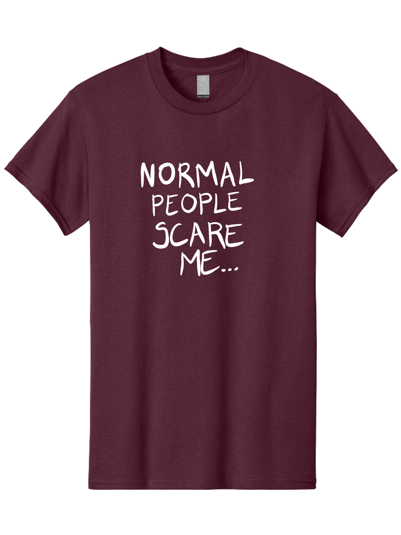 Normal-People-Scare-Me Men'S Graphic Tee, 100% Cotton, Comfortable Casual Summer Wear, Machine Washable, Normal People Scare Me, Inspirational Quotes, Funny Sayings, Quirky Humor, Handwritten Text, Bold Statements, Sarcastic Expression - Aaa102