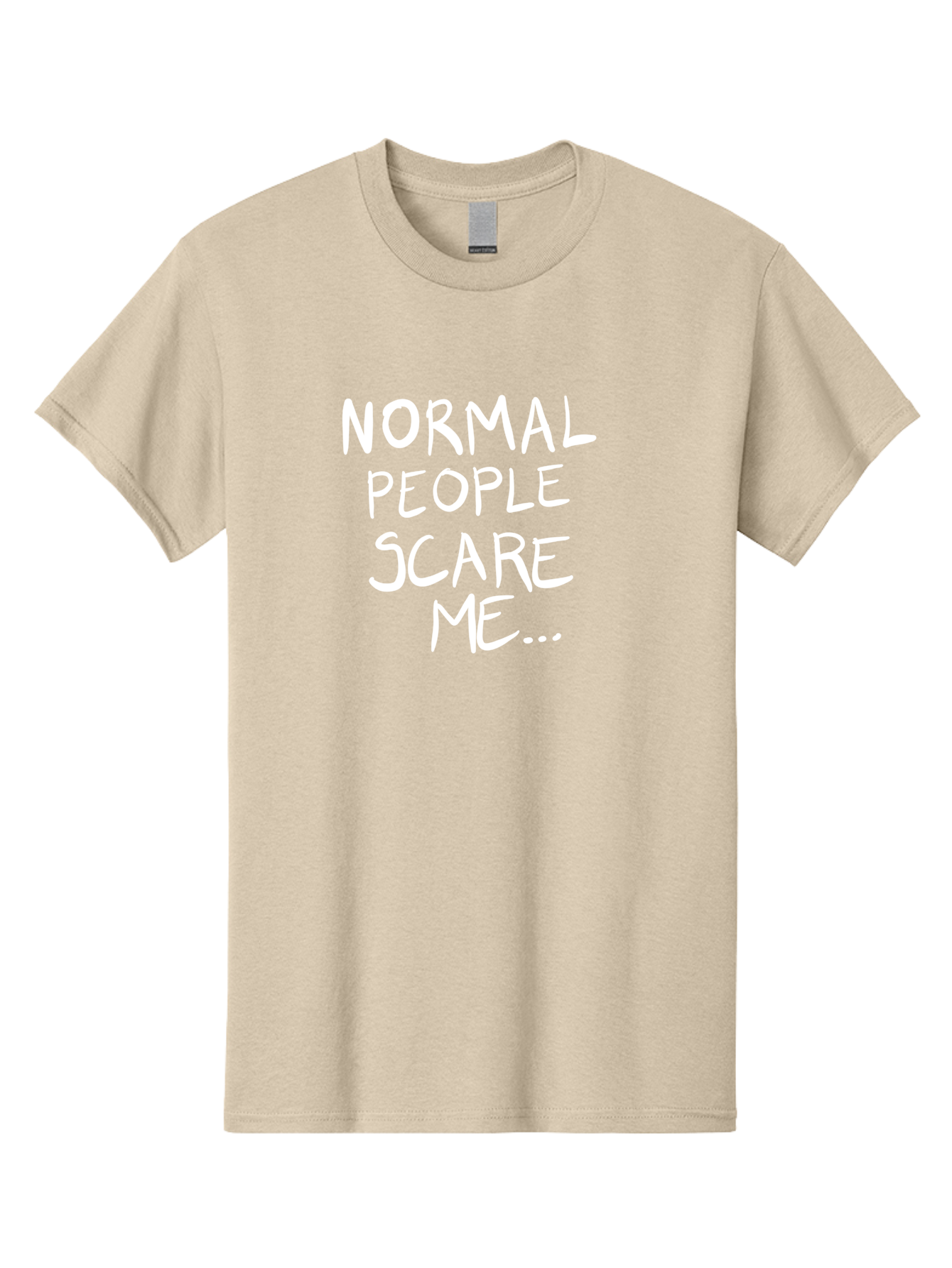 Normal-People-Scare-Me Men'S Graphic Tee, 100% Cotton, Comfortable Casual Summer Wear, Machine Washable, Normal People Scare Me, Inspirational Quotes, Funny Sayings, Quirky Humor, Handwritten Text, Bold Statements, Sarcastic Expression - Aaa102