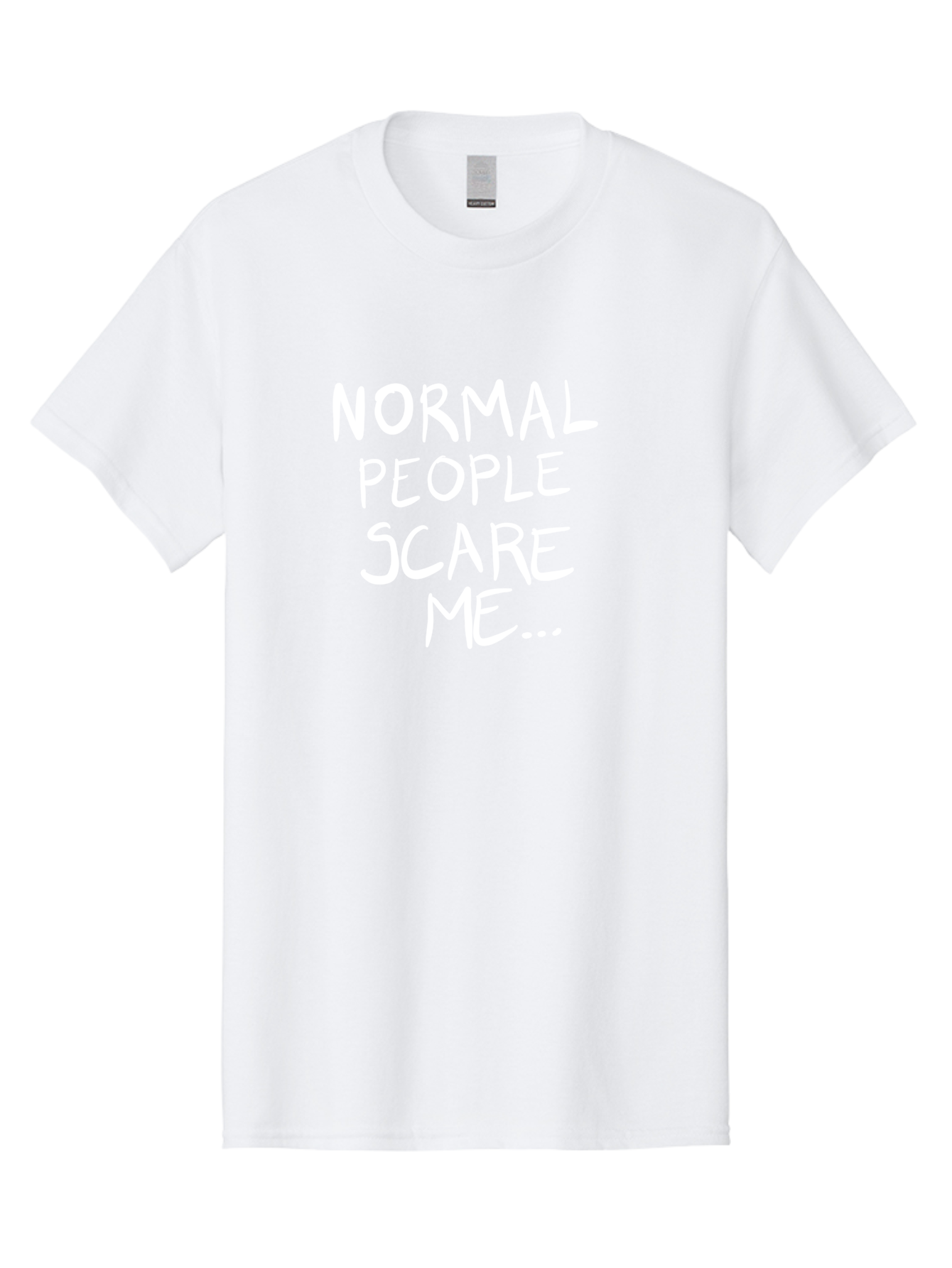 Normal-People-Scare-Me Men'S Graphic Tee, 100% Cotton, Comfortable Casual Summer Wear, Machine Washable, Normal People Scare Me, Inspirational Quotes, Funny Sayings, Quirky Humor, Handwritten Text, Bold Statements, Sarcastic Expression - Aaa102
