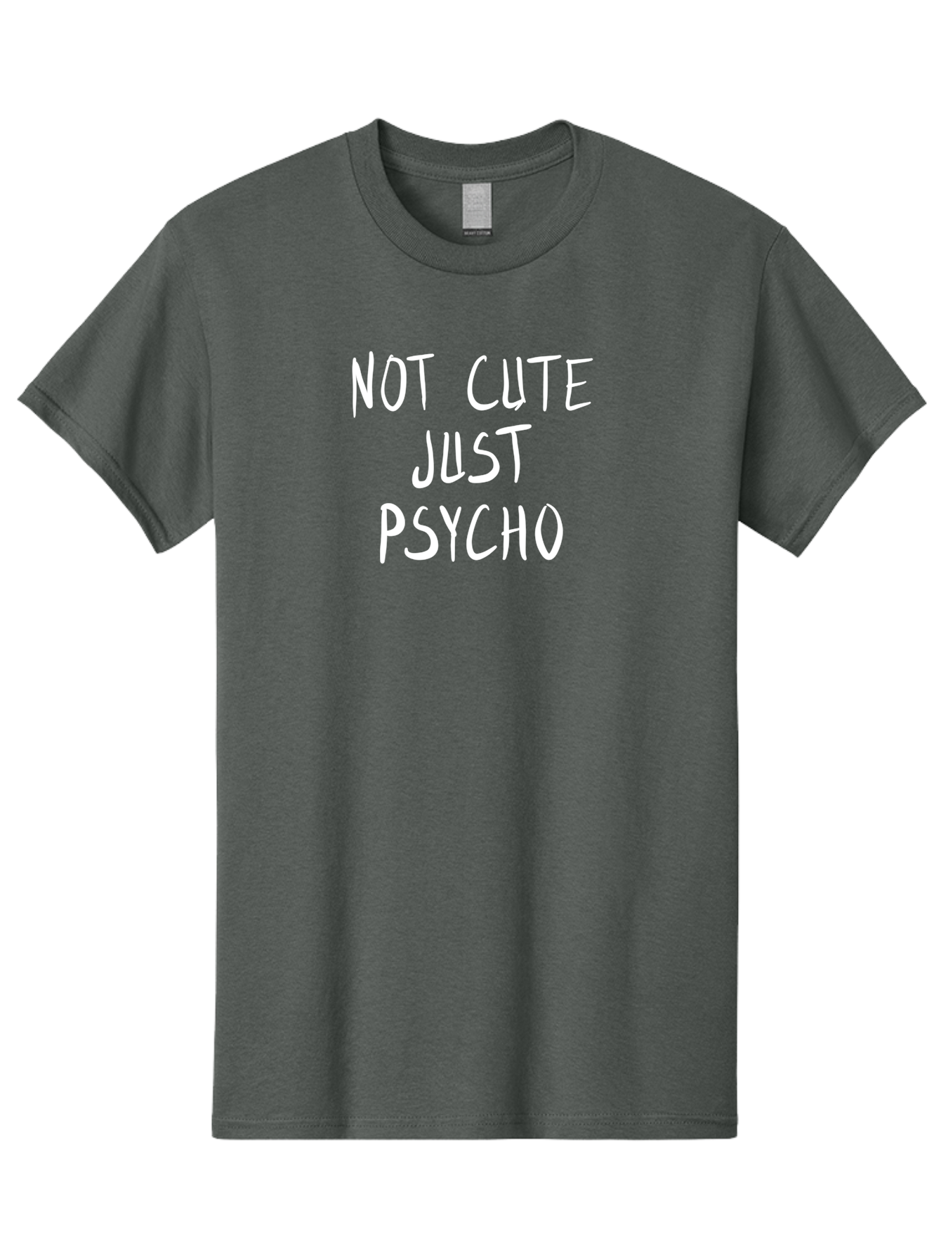 Not-Cute-Just-Psycho Men'S Graphic Tee, 100% Cotton, Comfortable Casual Summer Wear, Machine Washable, Funny Quotes, Sarcastic Humor, Quirky Phrases, Humoristic Sayings, Psycho, Cute, Witty Remarks, Bold Statements - Aaa103