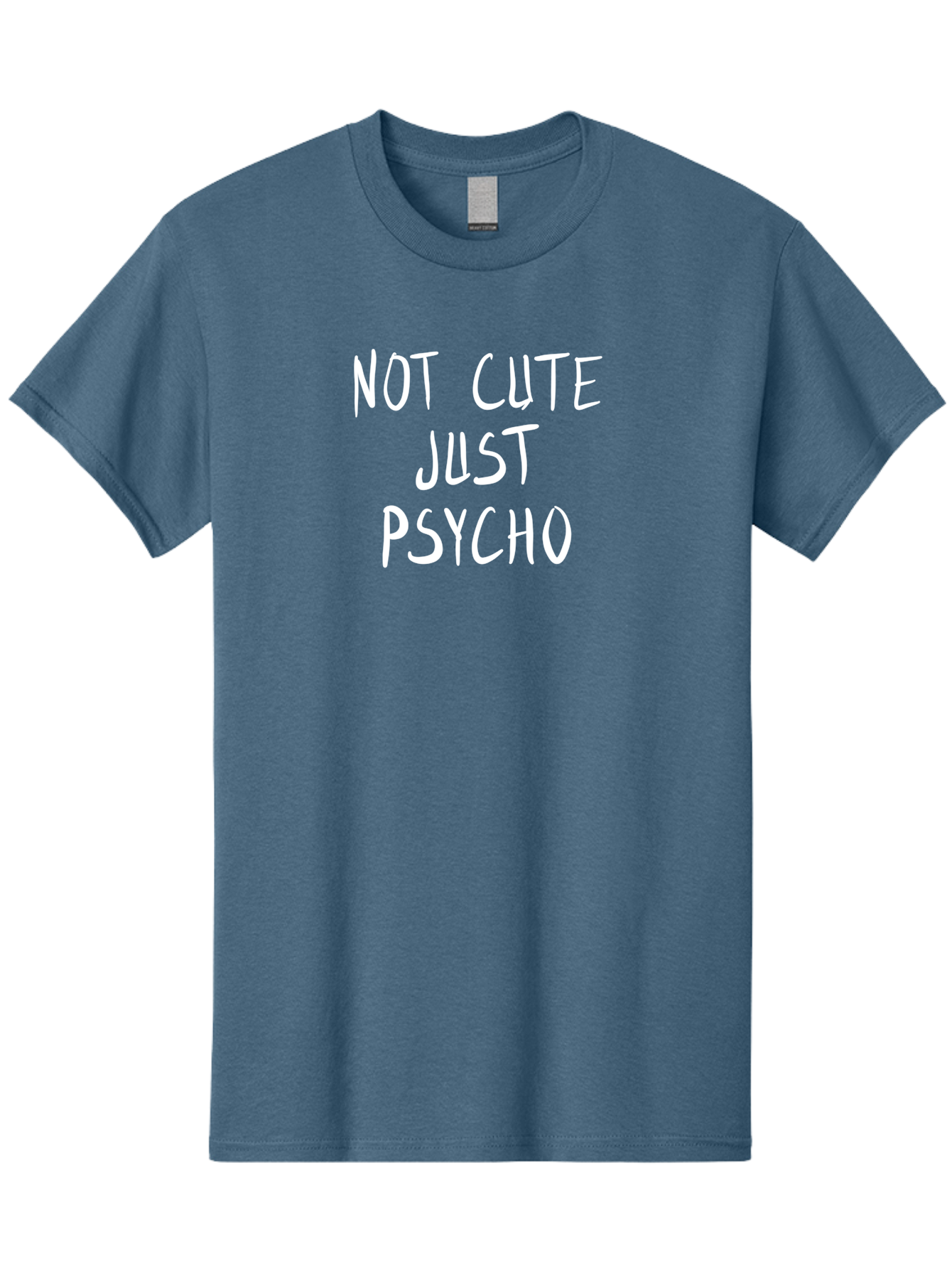 Not-Cute-Just-Psycho Men'S Graphic Tee, 100% Cotton, Comfortable Casual Summer Wear, Machine Washable, Funny Quotes, Sarcastic Humor, Quirky Phrases, Humoristic Sayings, Psycho, Cute, Witty Remarks, Bold Statements - Aaa103