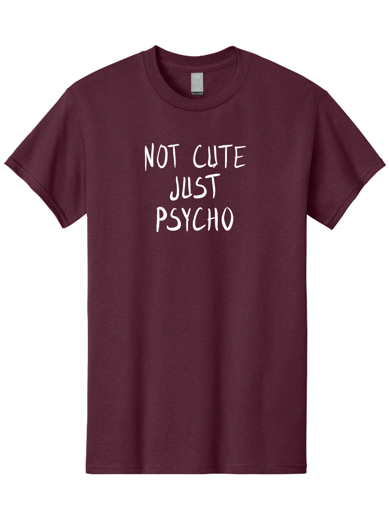 Not-Cute-Just-Psycho Men'S Graphic Tee, 100% Cotton, Comfortable Casual Summer Wear, Machine Washable, Funny Quotes, Sarcastic Humor, Quirky Phrases, Humoristic Sayings, Psycho, Cute, Witty Remarks, Bold Statements - Aaa103