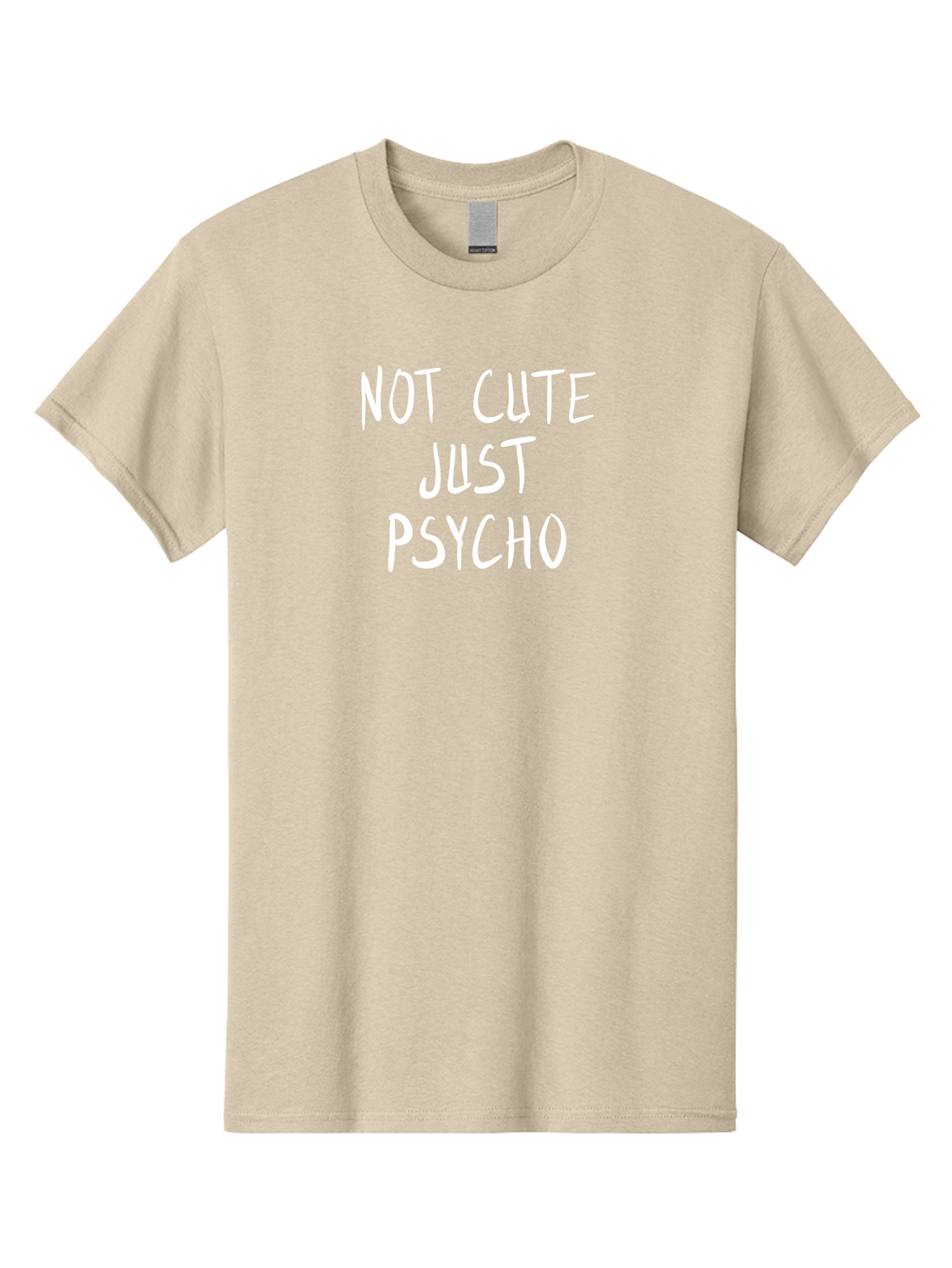 Not-Cute-Just-Psycho Men'S Graphic Tee, 100% Cotton, Comfortable Casual Summer Wear, Machine Washable, Funny Quotes, Sarcastic Humor, Quirky Phrases, Humoristic Sayings, Psycho, Cute, Witty Remarks, Bold Statements - Aaa103