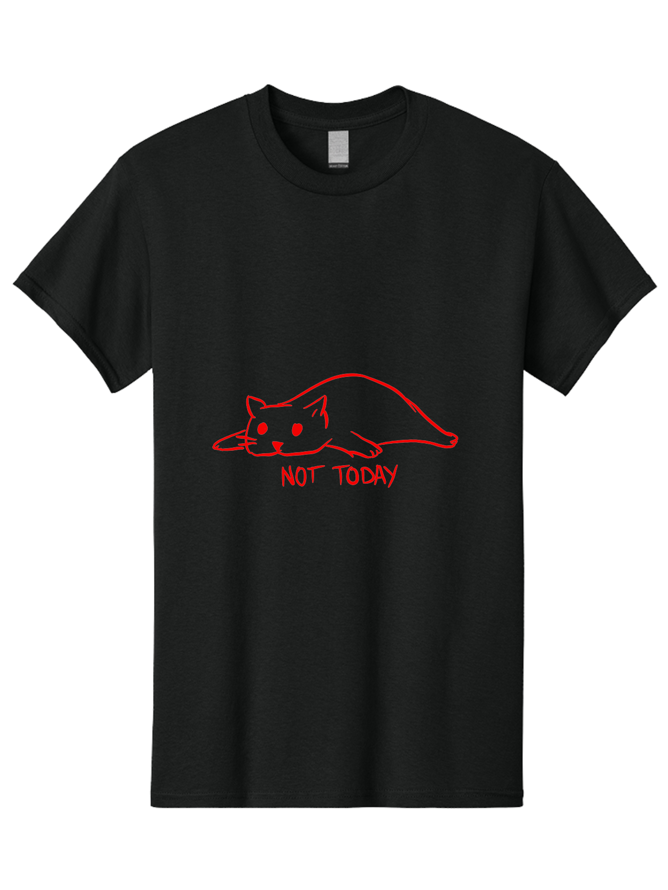 Not-Today-Cat Men'S Graphic Tee, 100% Cotton, Comfortable Casual Summer Wear, Machine Washable, Lazy Cat, Relaxed Cat, Cat Saying No, Not Today Quote, Funny Cat Meme, Humorous Illustration, Cartoon Cat, Simple Drawing - Aaa104
