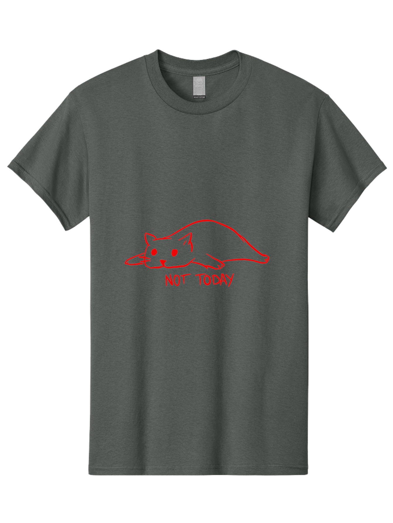 Not-Today-Cat Men'S Graphic Tee, 100% Cotton, Comfortable Casual Summer Wear, Machine Washable, Lazy Cat, Relaxed Cat, Cat Saying No, Not Today Quote, Funny Cat Meme, Humorous Illustration, Cartoon Cat, Simple Drawing - Aaa104