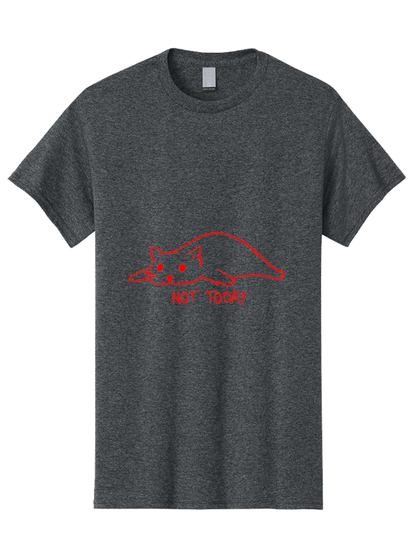 Not-Today-Cat Men'S Graphic Tee, 100% Cotton, Comfortable Casual Summer Wear, Machine Washable, Lazy Cat, Relaxed Cat, Cat Saying No, Not Today Quote, Funny Cat Meme, Humorous Illustration, Cartoon Cat, Simple Drawing - Aaa104