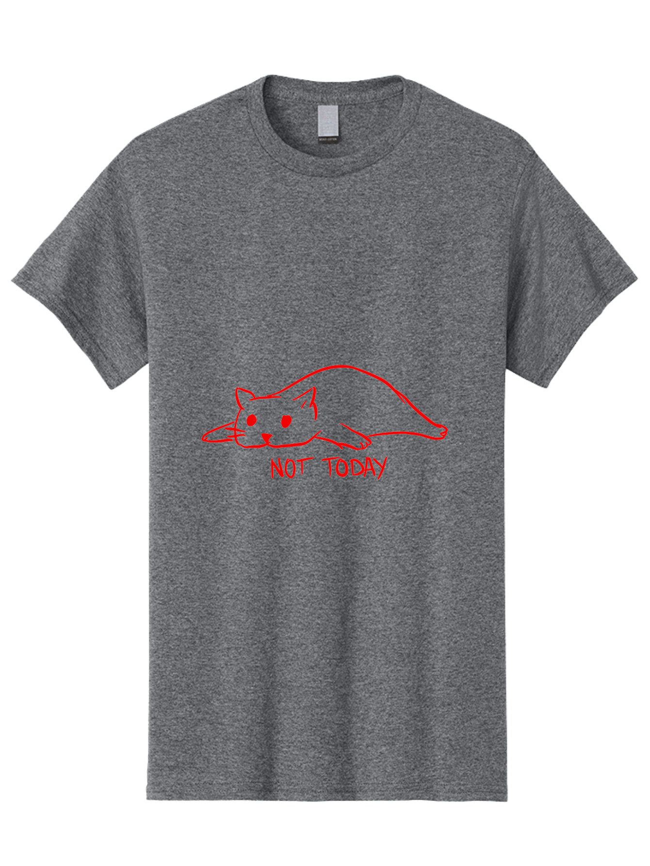 Not-Today-Cat Men'S Graphic Tee, 100% Cotton, Comfortable Casual Summer Wear, Machine Washable, Lazy Cat, Relaxed Cat, Cat Saying No, Not Today Quote, Funny Cat Meme, Humorous Illustration, Cartoon Cat, Simple Drawing - Aaa104