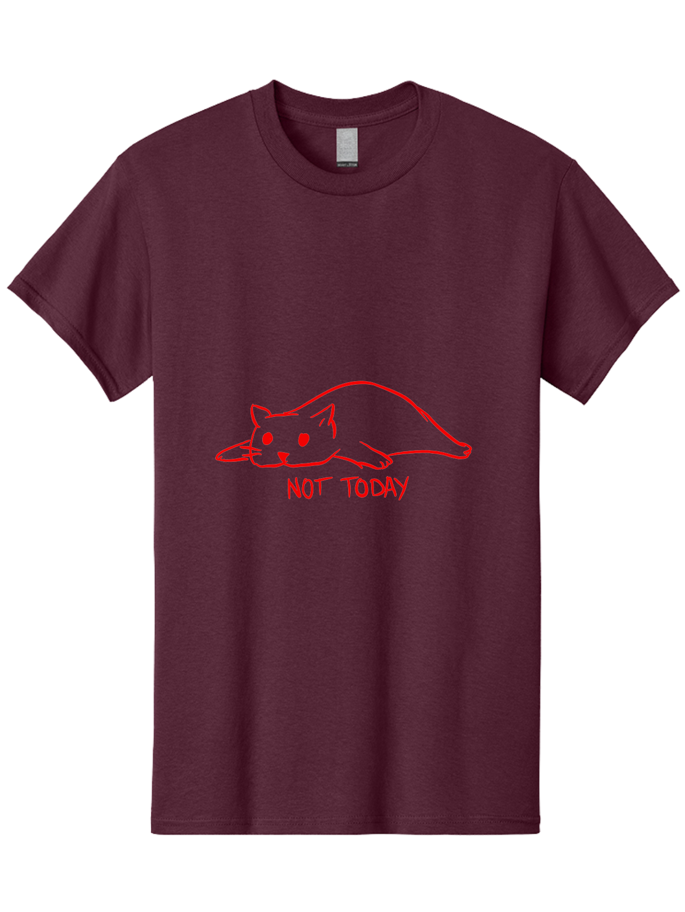 Not-Today-Cat Men'S Graphic Tee, 100% Cotton, Comfortable Casual Summer Wear, Machine Washable, Lazy Cat, Relaxed Cat, Cat Saying No, Not Today Quote, Funny Cat Meme, Humorous Illustration, Cartoon Cat, Simple Drawing - Aaa104