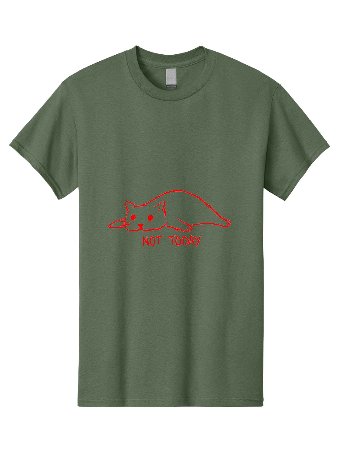 Not-Today-Cat Men'S Graphic Tee, 100% Cotton, Comfortable Casual Summer Wear, Machine Washable, Lazy Cat, Relaxed Cat, Cat Saying No, Not Today Quote, Funny Cat Meme, Humorous Illustration, Cartoon Cat, Simple Drawing - Aaa104