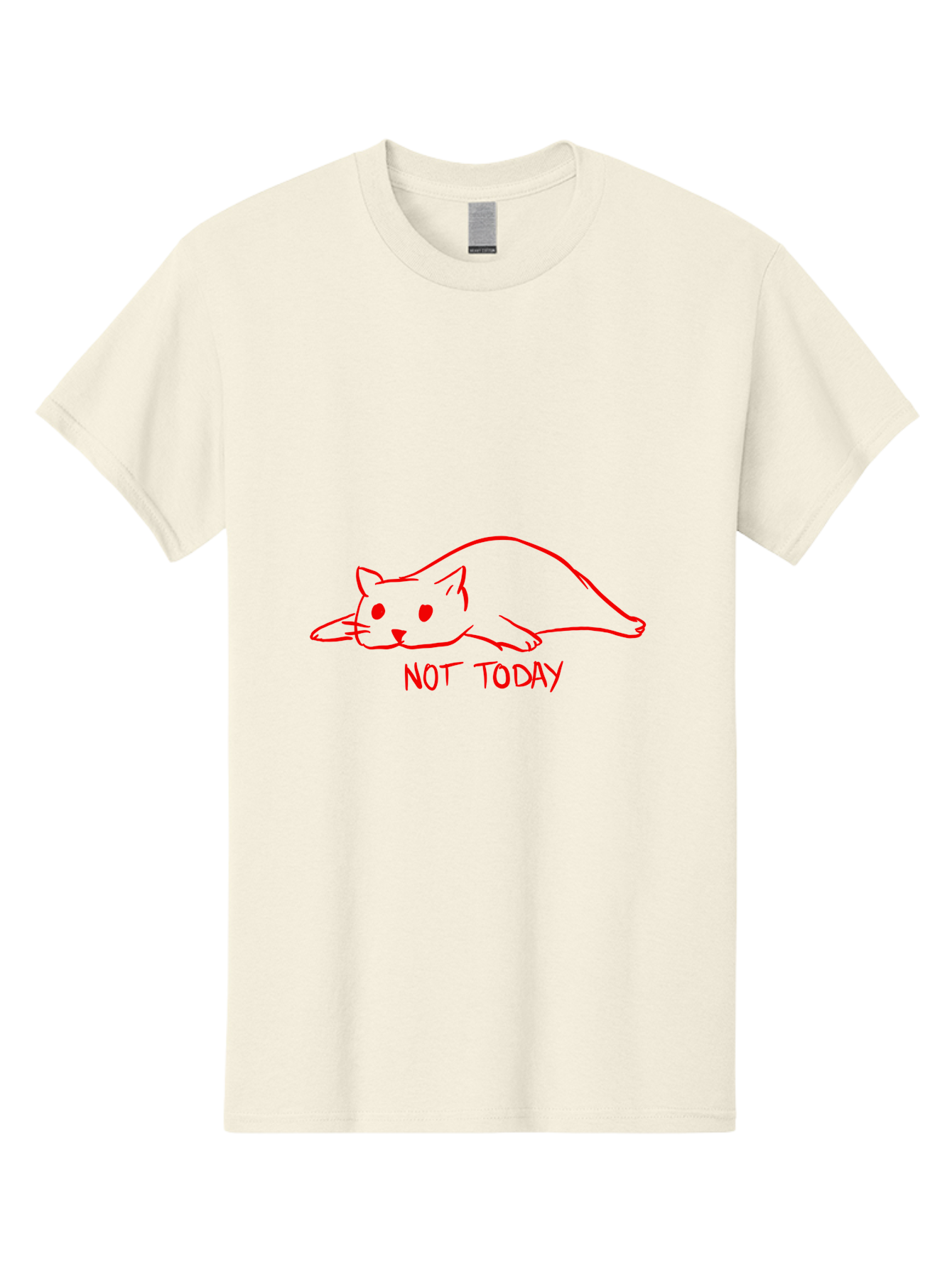 Not-Today-Cat Men'S Graphic Tee, 100% Cotton, Comfortable Casual Summer Wear, Machine Washable, Lazy Cat, Relaxed Cat, Cat Saying No, Not Today Quote, Funny Cat Meme, Humorous Illustration, Cartoon Cat, Simple Drawing - Aaa104