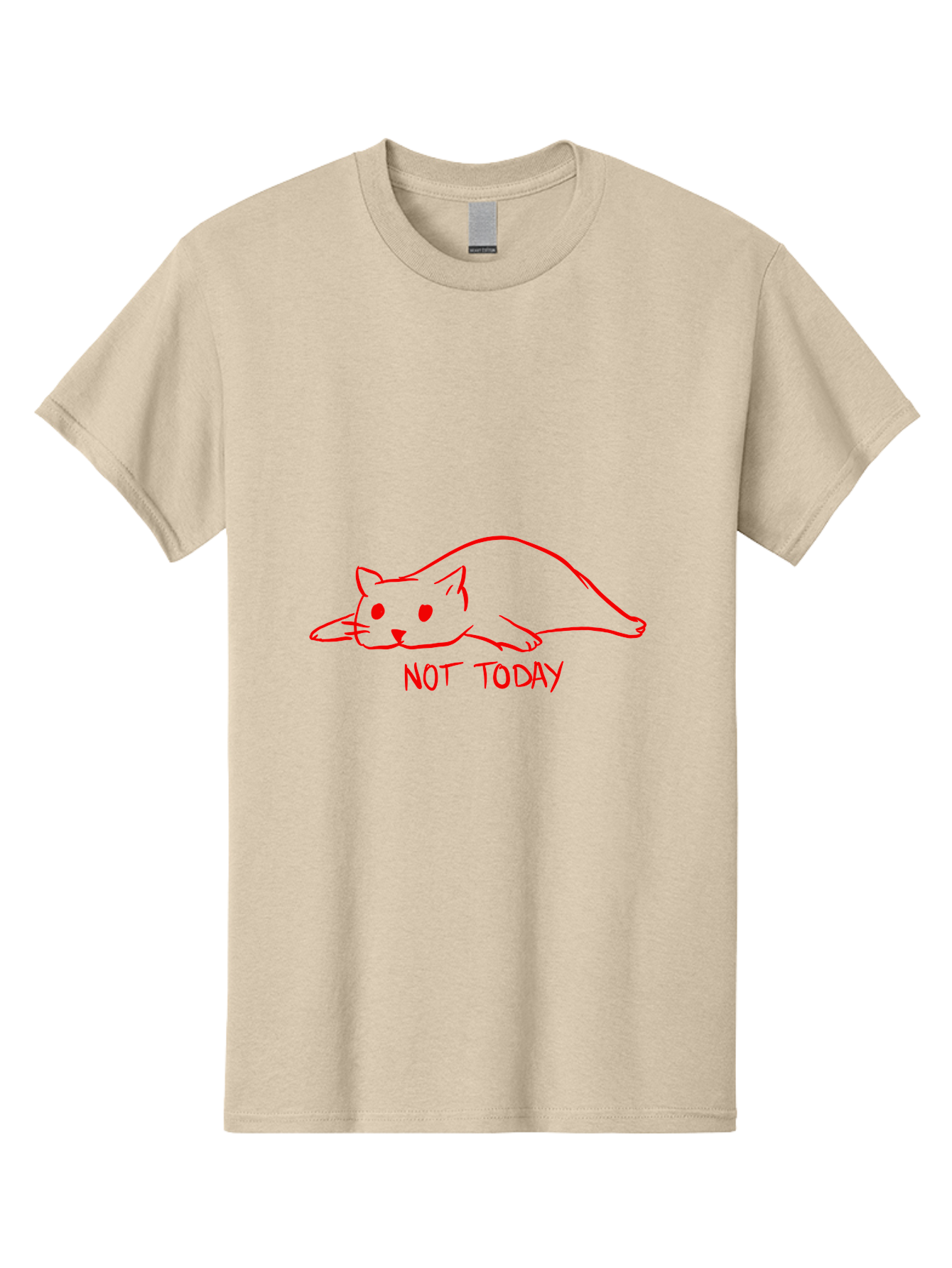 Not-Today-Cat Men'S Graphic Tee, 100% Cotton, Comfortable Casual Summer Wear, Machine Washable, Lazy Cat, Relaxed Cat, Cat Saying No, Not Today Quote, Funny Cat Meme, Humorous Illustration, Cartoon Cat, Simple Drawing - Aaa104