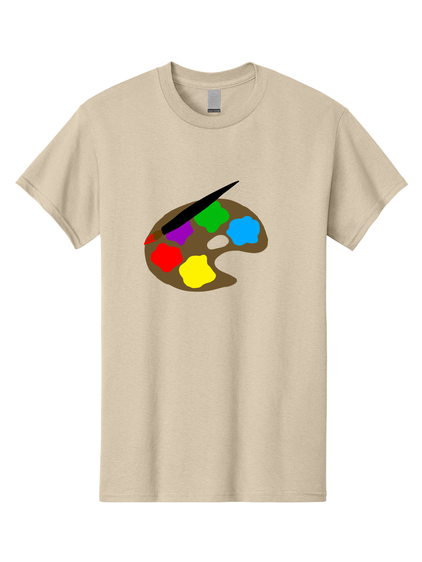 Paint-Palette Men'S Graphic Tee, 100% Cotton, Comfortable Casual Summer Wear, Machine Washable, Artist'S Palette, Painting Supplies, Colorful Paints, Artistic Tools, Creative Expression, Vibrant Colors, Red, Yellow, Blue, Green, Purple - Aaa107