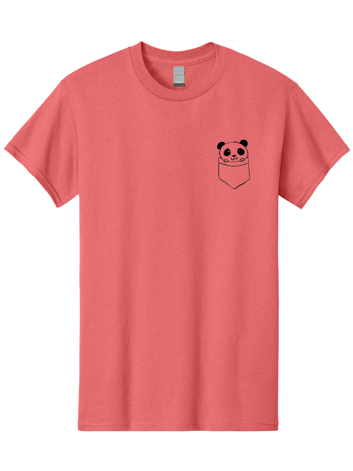 Panda-In-Pocket Men'S Graphic Tee, 100% Cotton, Comfortable Casual Summer Wear, Machine Washable, Cartoon Panda, Kawaii Animal, Pocket Friend, Cute Design, Minimalist Art, Adorable Character, Simple Illustration, Black Outline, Panda Bear - Aaa108