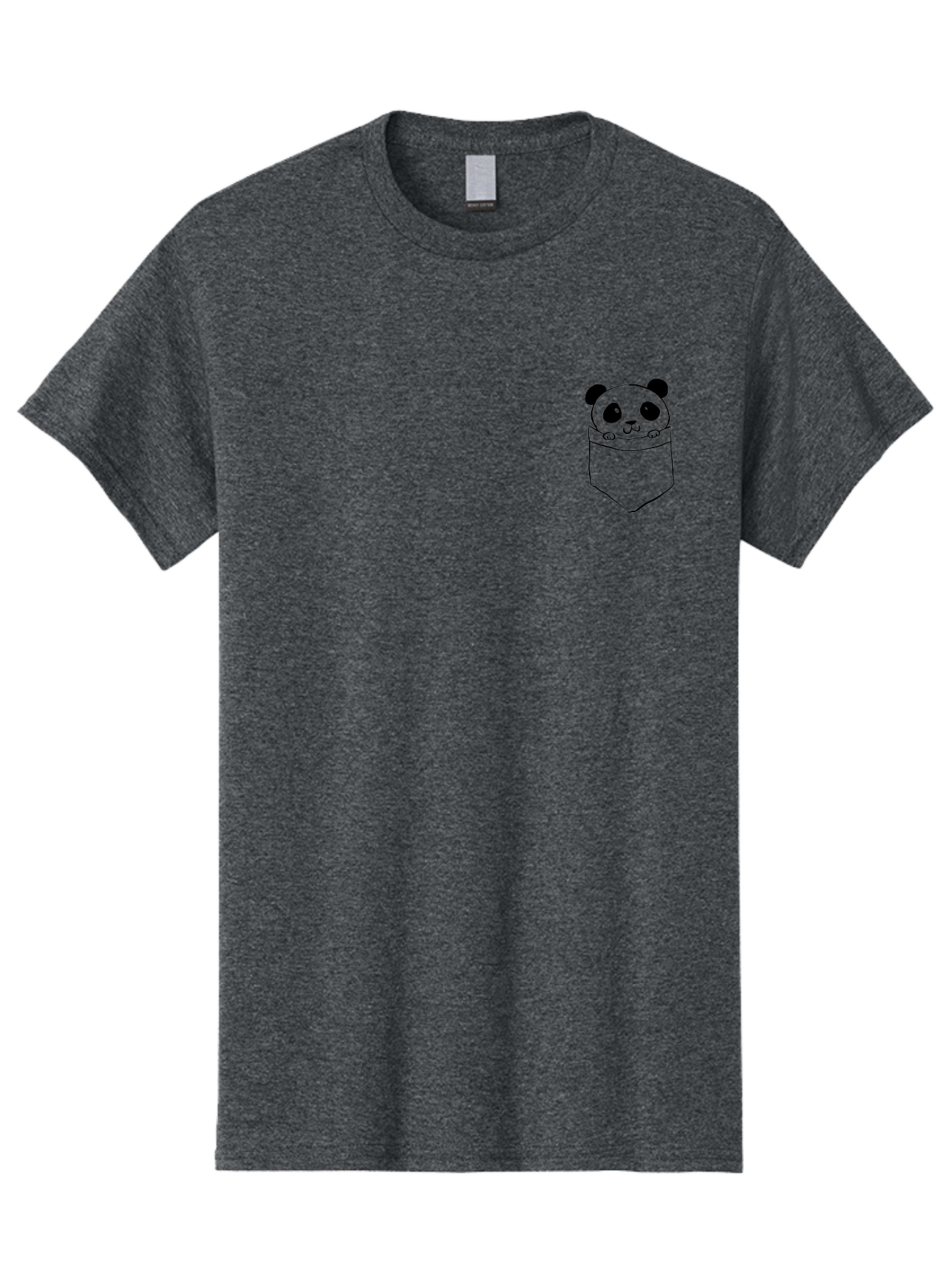 Panda-In-Pocket Men'S Graphic Tee, 100% Cotton, Comfortable Casual Summer Wear, Machine Washable, Cartoon Panda, Kawaii Animal, Pocket Friend, Cute Design, Minimalist Art, Adorable Character, Simple Illustration, Black Outline, Panda Bear - Aaa108