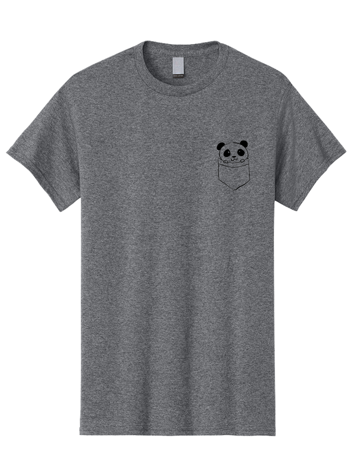 Panda-In-Pocket Men'S Graphic Tee, 100% Cotton, Comfortable Casual Summer Wear, Machine Washable, Cartoon Panda, Kawaii Animal, Pocket Friend, Cute Design, Minimalist Art, Adorable Character, Simple Illustration, Black Outline, Panda Bear - Aaa108
