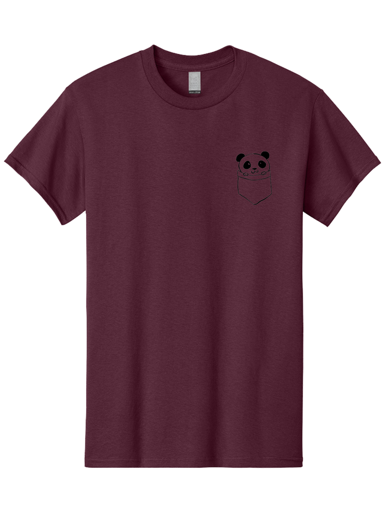 Panda-In-Pocket Men'S Graphic Tee, 100% Cotton, Comfortable Casual Summer Wear, Machine Washable, Cartoon Panda, Kawaii Animal, Pocket Friend, Cute Design, Minimalist Art, Adorable Character, Simple Illustration, Black Outline, Panda Bear - Aaa108