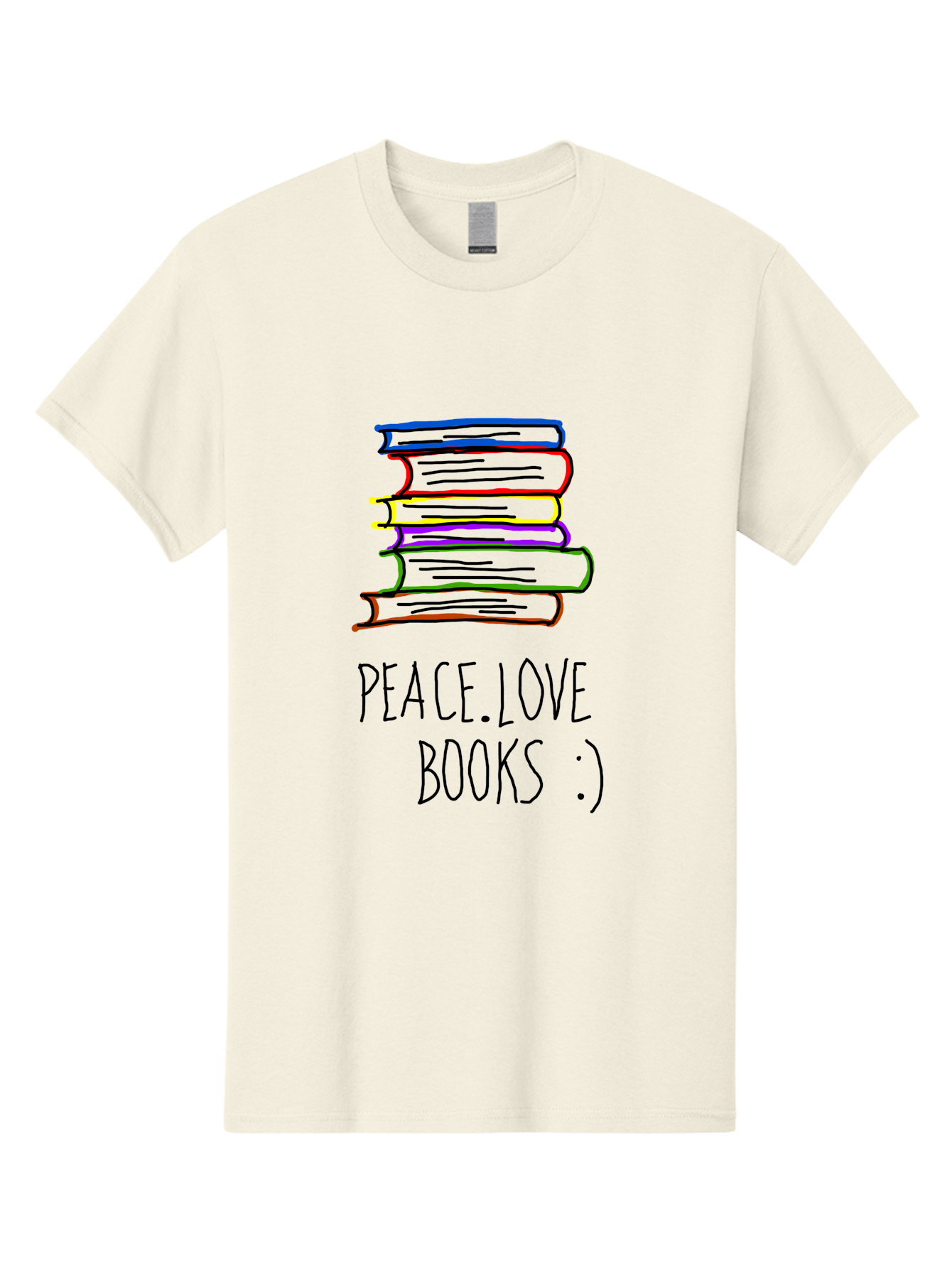 Peace-Love-Books Men'S Graphic Tee, 100% Cotton, Comfortable Casual Summer Wear, Machine Washable, Stack Of Books, Love For Reading, Peaceful Atmosphere, Inspirational Quote, Book Lovers, Reading Culture, Inspirational Message, - Aaa109