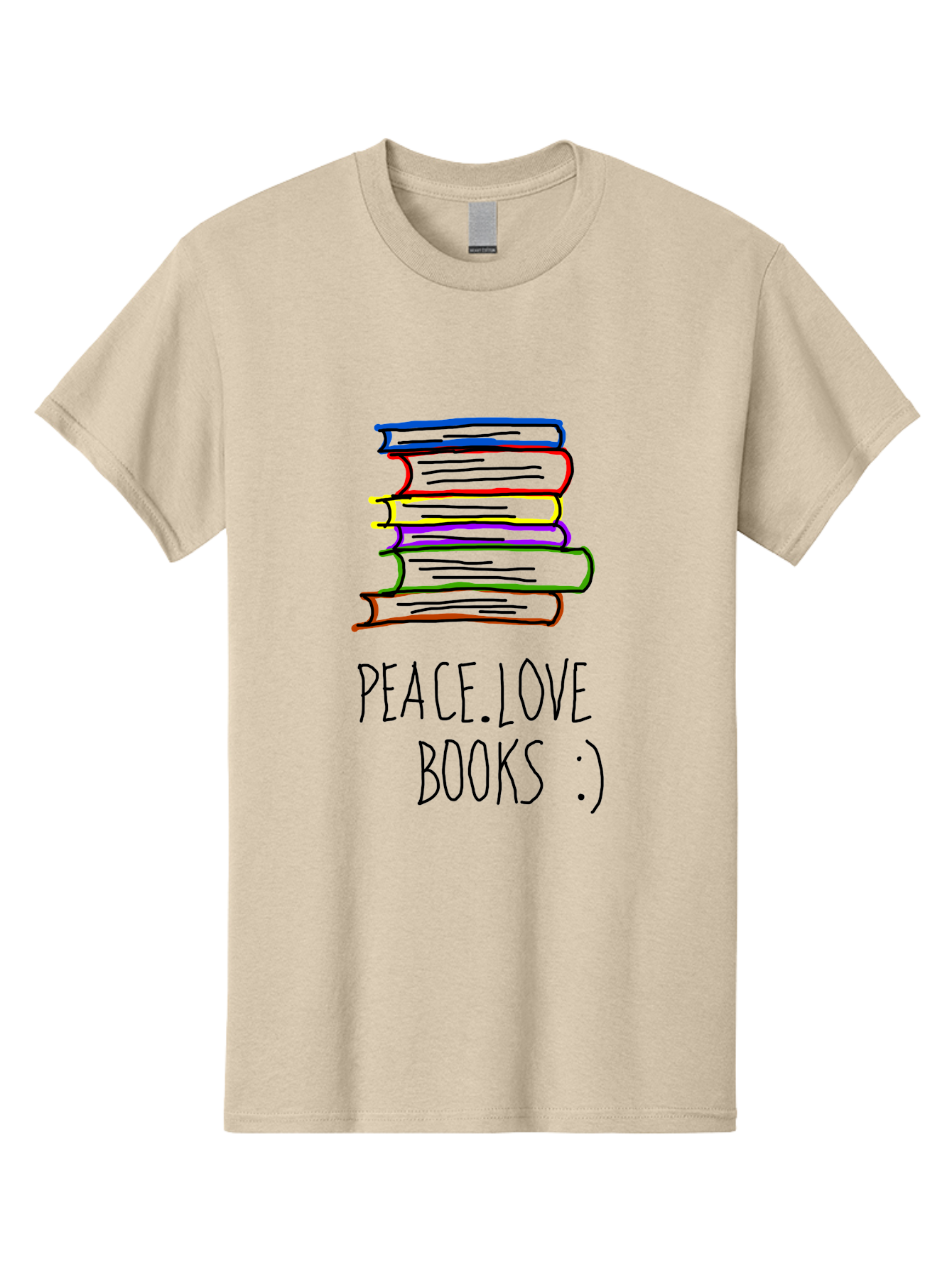 Peace-Love-Books Men'S Graphic Tee, 100% Cotton, Comfortable Casual Summer Wear, Machine Washable, Stack Of Books, Love For Reading, Peaceful Atmosphere, Inspirational Quote, Book Lovers, Reading Culture, Inspirational Message, - Aaa109