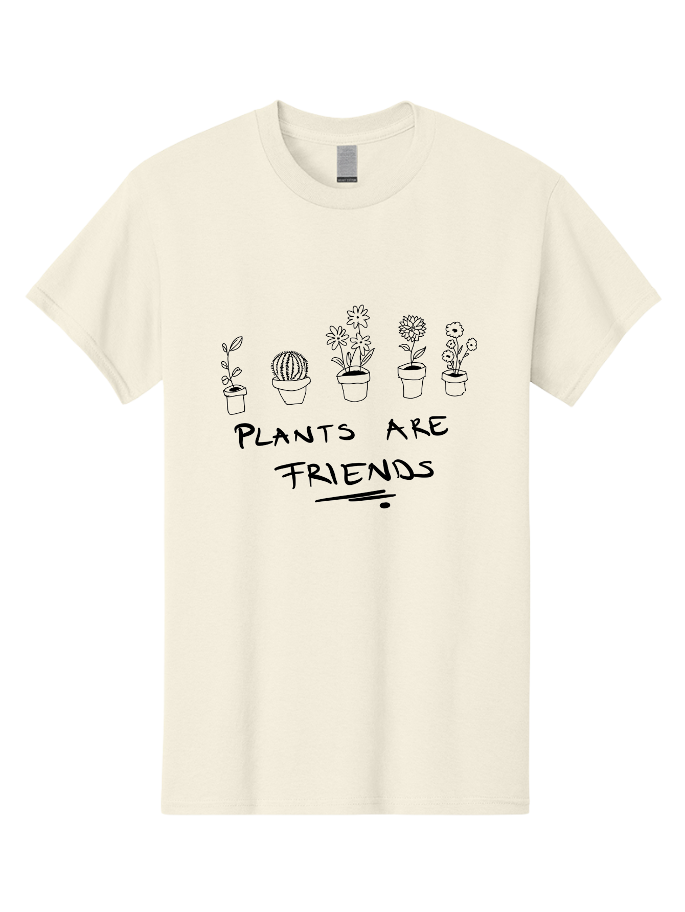 Plants-Are-Friends Men'S Graphic Tee, 100% Cotton, Comfortable Casual Summer Wear, Machine Washable, Potted Plants, Houseplants, Floral Arrangements, Botanical Art, Cactus, Friendship, Plant Love, Botanical Friends, Plant Appreciation - Aaa113