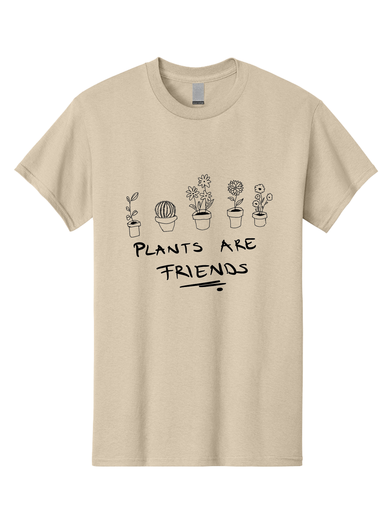 Plants-Are-Friends Men'S Graphic Tee, 100% Cotton, Comfortable Casual Summer Wear, Machine Washable, Potted Plants, Houseplants, Floral Arrangements, Botanical Art, Cactus, Friendship, Plant Love, Botanical Friends, Plant Appreciation - Aaa113