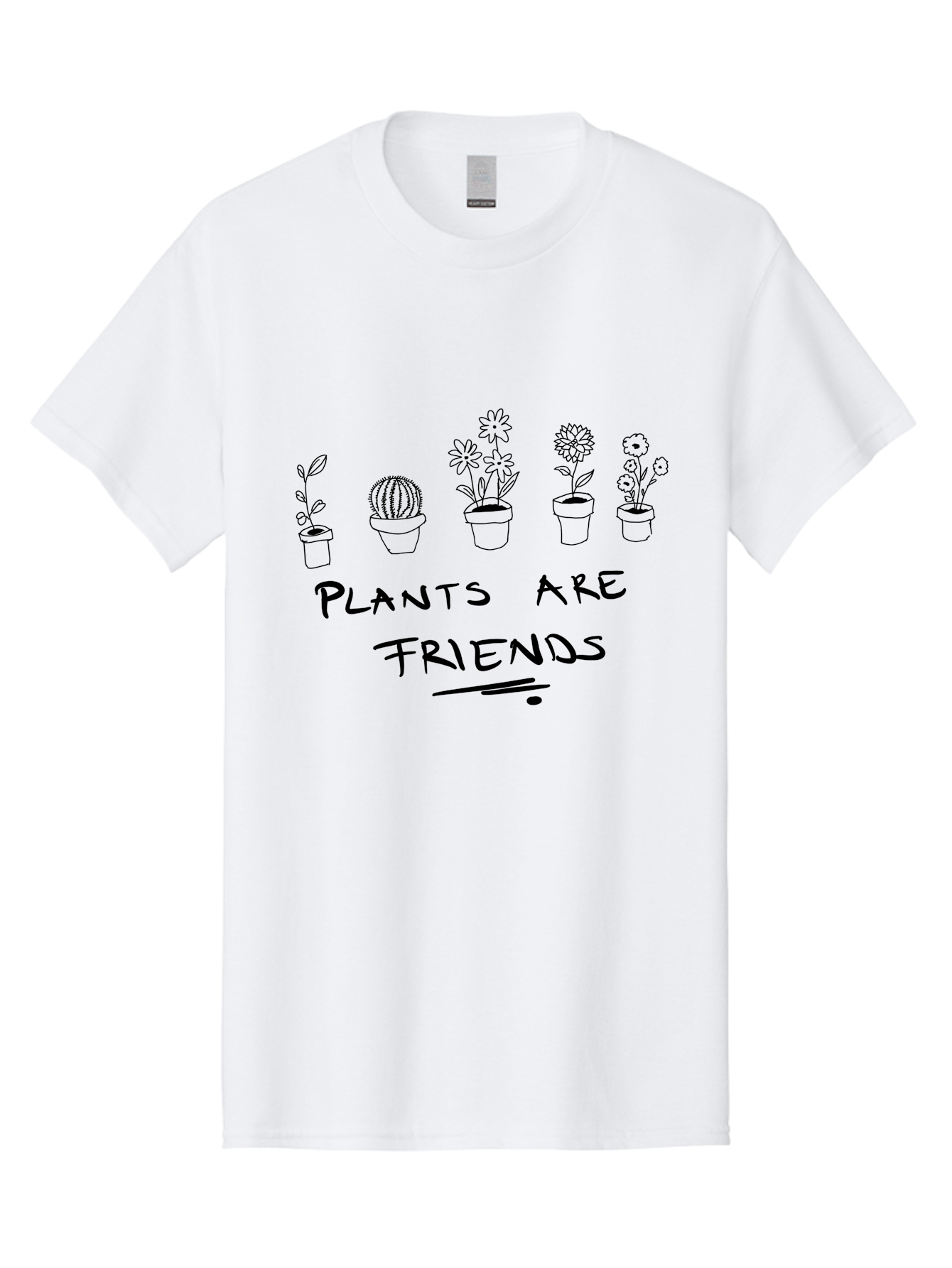 Plants-Are-Friends Men'S Graphic Tee, 100% Cotton, Comfortable Casual Summer Wear, Machine Washable, Potted Plants, Houseplants, Floral Arrangements, Botanical Art, Cactus, Friendship, Plant Love, Botanical Friends, Plant Appreciation - Aaa113