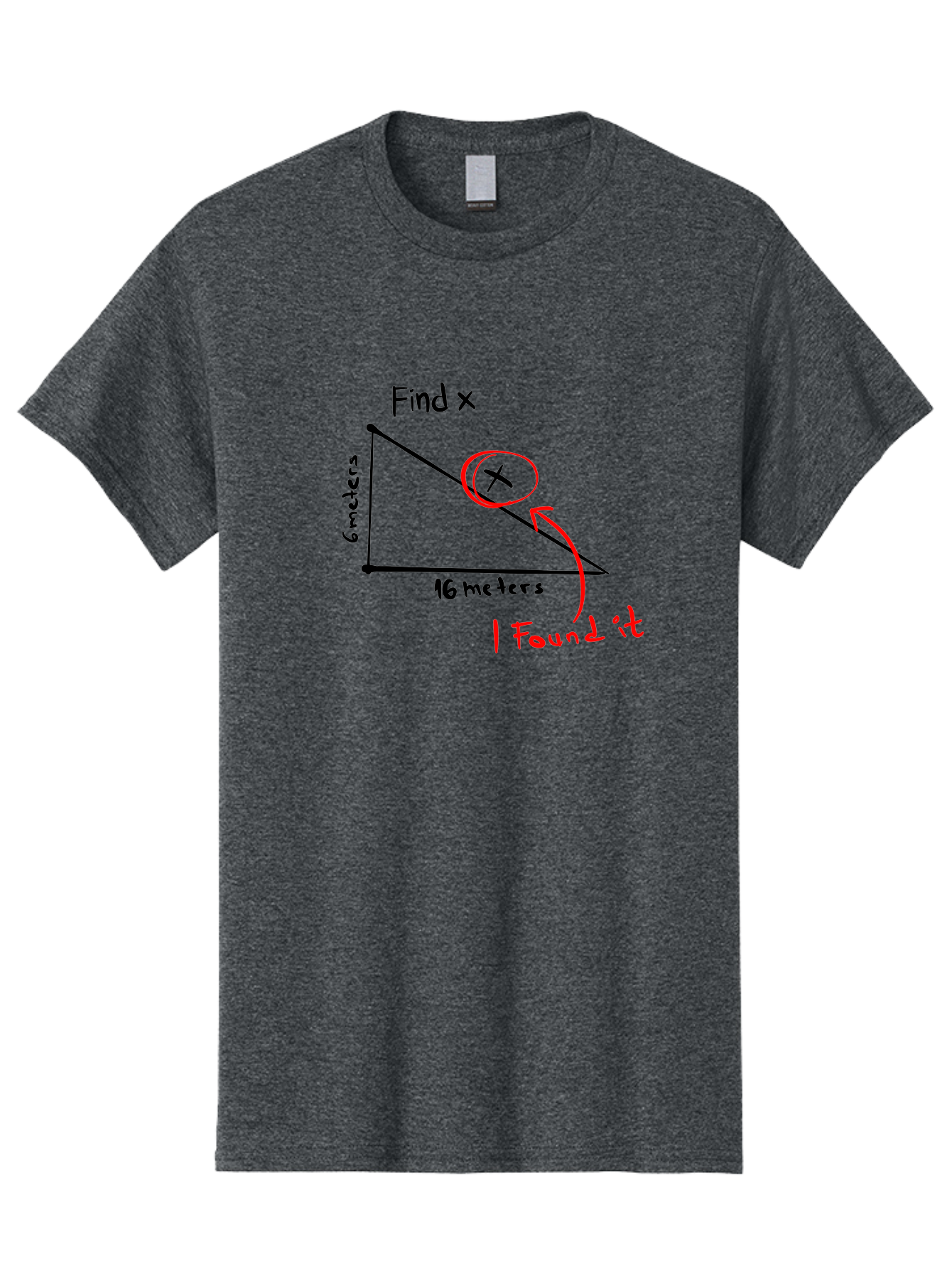 Right-Triangle-Problem Men'S Graphic Tee, 100% Cotton, Comfortable Casual Summer Wear, Machine Washable, Right Triangle, 6 Meters, 16 Meters, Find X, Pythagorean Theorem, Geometry Problem, Trigonometry, Math Exercise, Solve For X - Aaa115