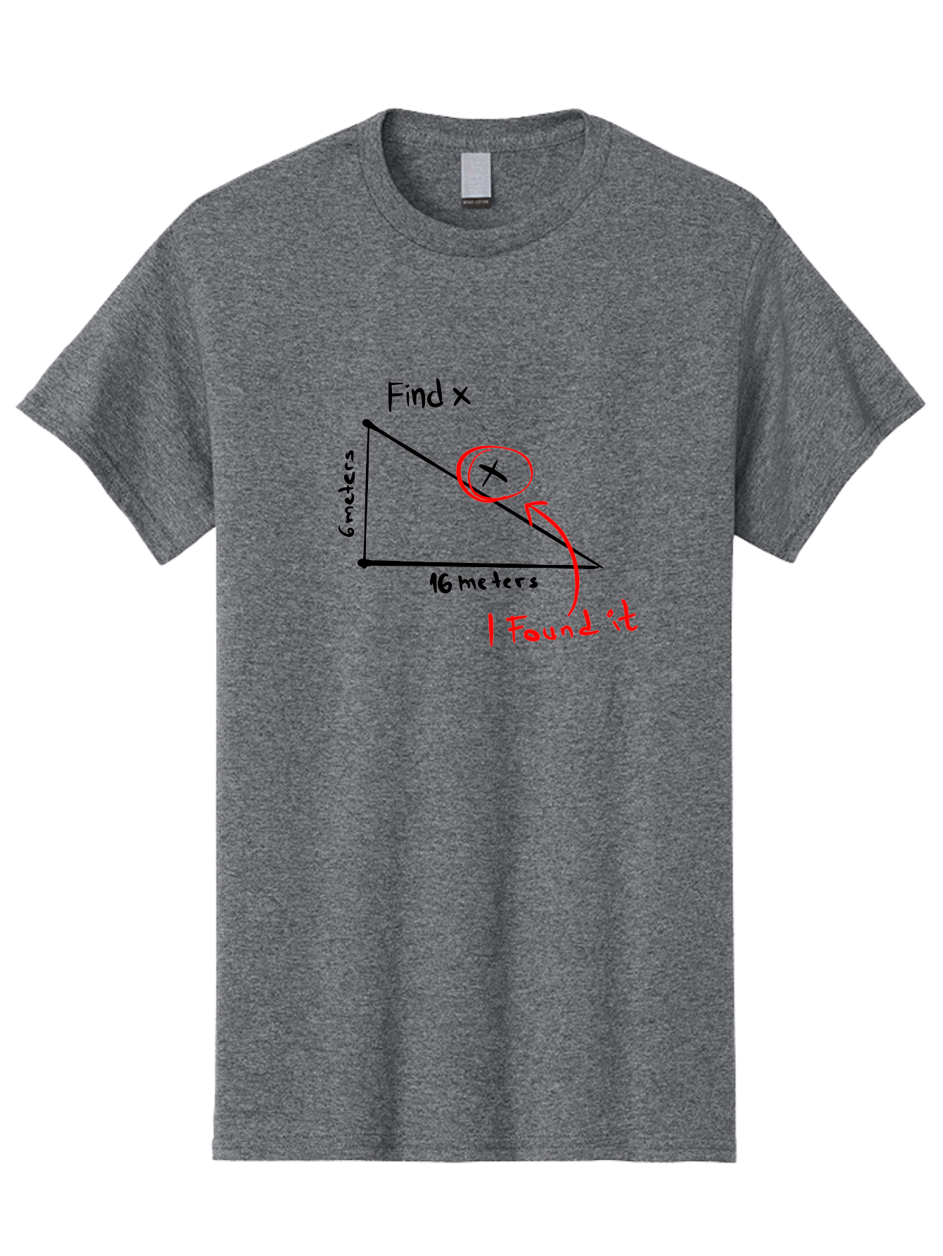 Right-Triangle-Problem Men'S Graphic Tee, 100% Cotton, Comfortable Casual Summer Wear, Machine Washable, Right Triangle, 6 Meters, 16 Meters, Find X, Pythagorean Theorem, Geometry Problem, Trigonometry, Math Exercise, Solve For X - Aaa115