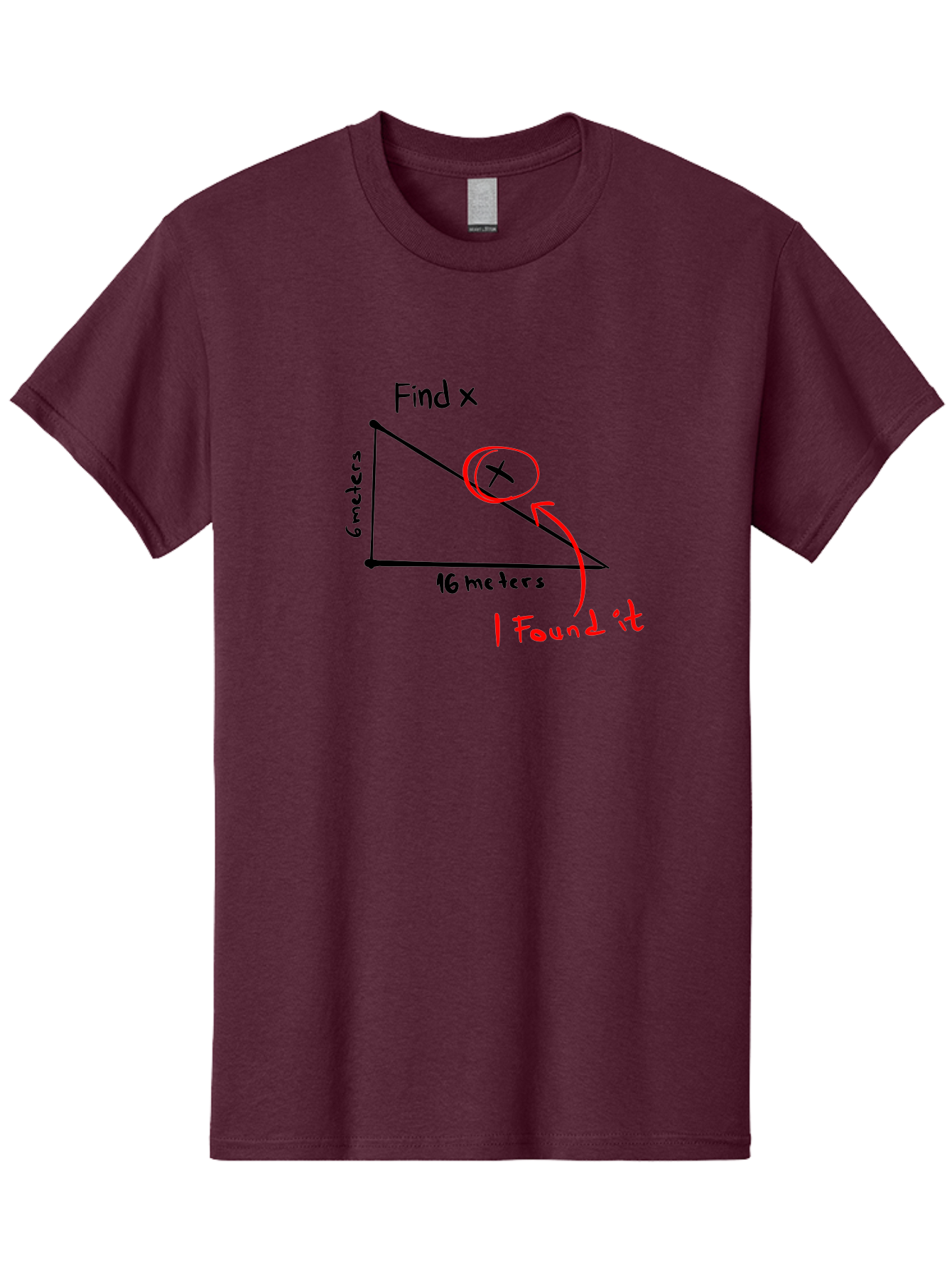 Right-Triangle-Problem Men'S Graphic Tee, 100% Cotton, Comfortable Casual Summer Wear, Machine Washable, Right Triangle, 6 Meters, 16 Meters, Find X, Pythagorean Theorem, Geometry Problem, Trigonometry, Math Exercise, Solve For X - Aaa115