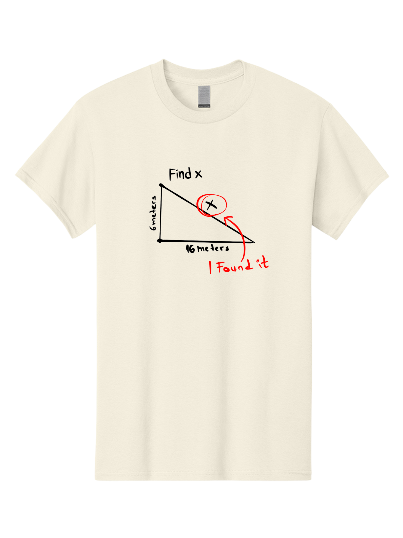 Right-Triangle-Problem Men'S Graphic Tee, 100% Cotton, Comfortable Casual Summer Wear, Machine Washable, Right Triangle, 6 Meters, 16 Meters, Find X, Pythagorean Theorem, Geometry Problem, Trigonometry, Math Exercise, Solve For X - Aaa115