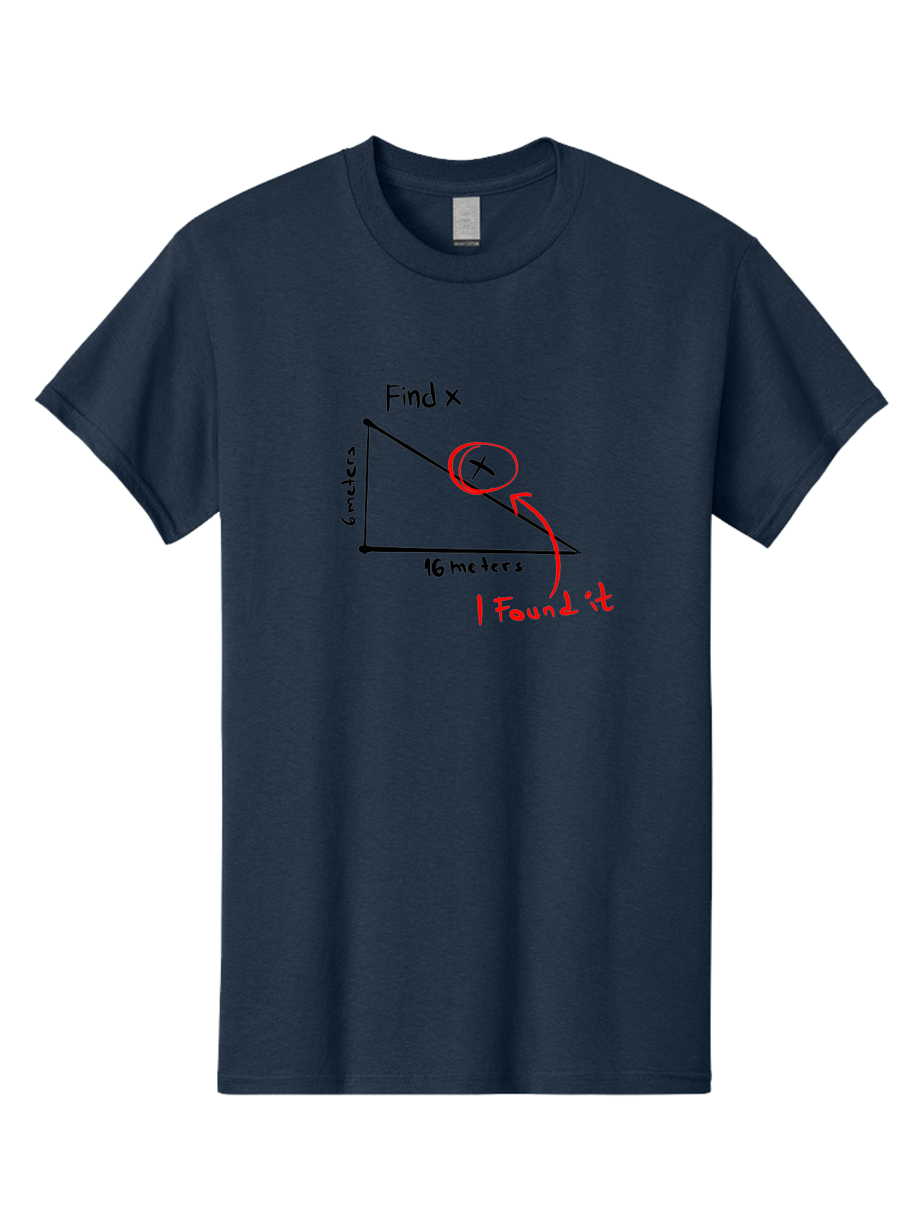 Right-Triangle-Problem Men'S Graphic Tee, 100% Cotton, Comfortable Casual Summer Wear, Machine Washable, Right Triangle, 6 Meters, 16 Meters, Find X, Pythagorean Theorem, Geometry Problem, Trigonometry, Math Exercise, Solve For X - Aaa115