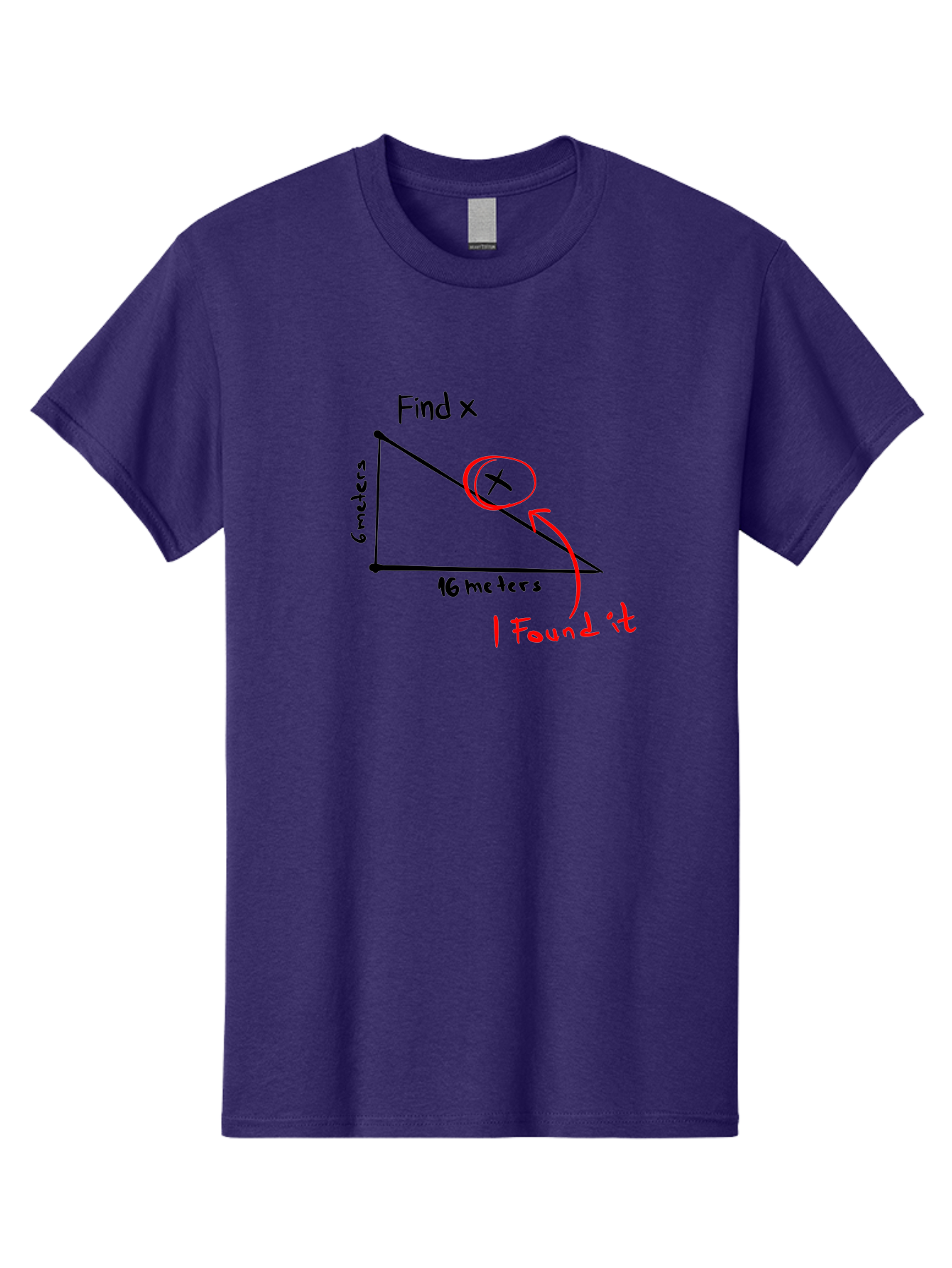 Right-Triangle-Problem Men'S Graphic Tee, 100% Cotton, Comfortable Casual Summer Wear, Machine Washable, Right Triangle, 6 Meters, 16 Meters, Find X, Pythagorean Theorem, Geometry Problem, Trigonometry, Math Exercise, Solve For X - Aaa115