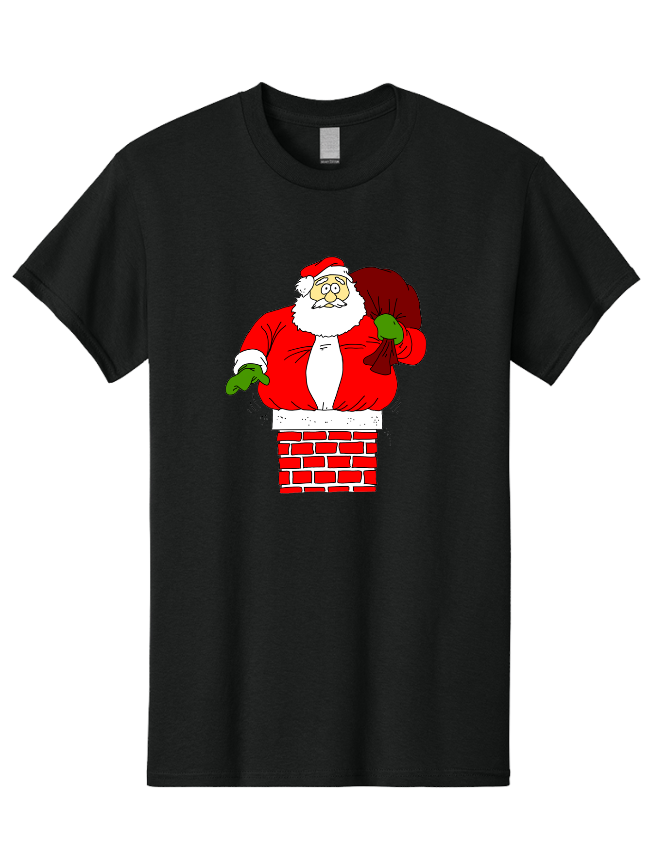 Santa-Claus Men'S Graphic Tee, 100% Cotton, Comfortable Casual Summer Wear, Machine Washable, Santa Claus Emerging From A Chimney, Christmas Magic, Festive Season, Holiday Cheer, Jolly Old Man, Gift Giving, Red Suit, White Beard, - Aaa118