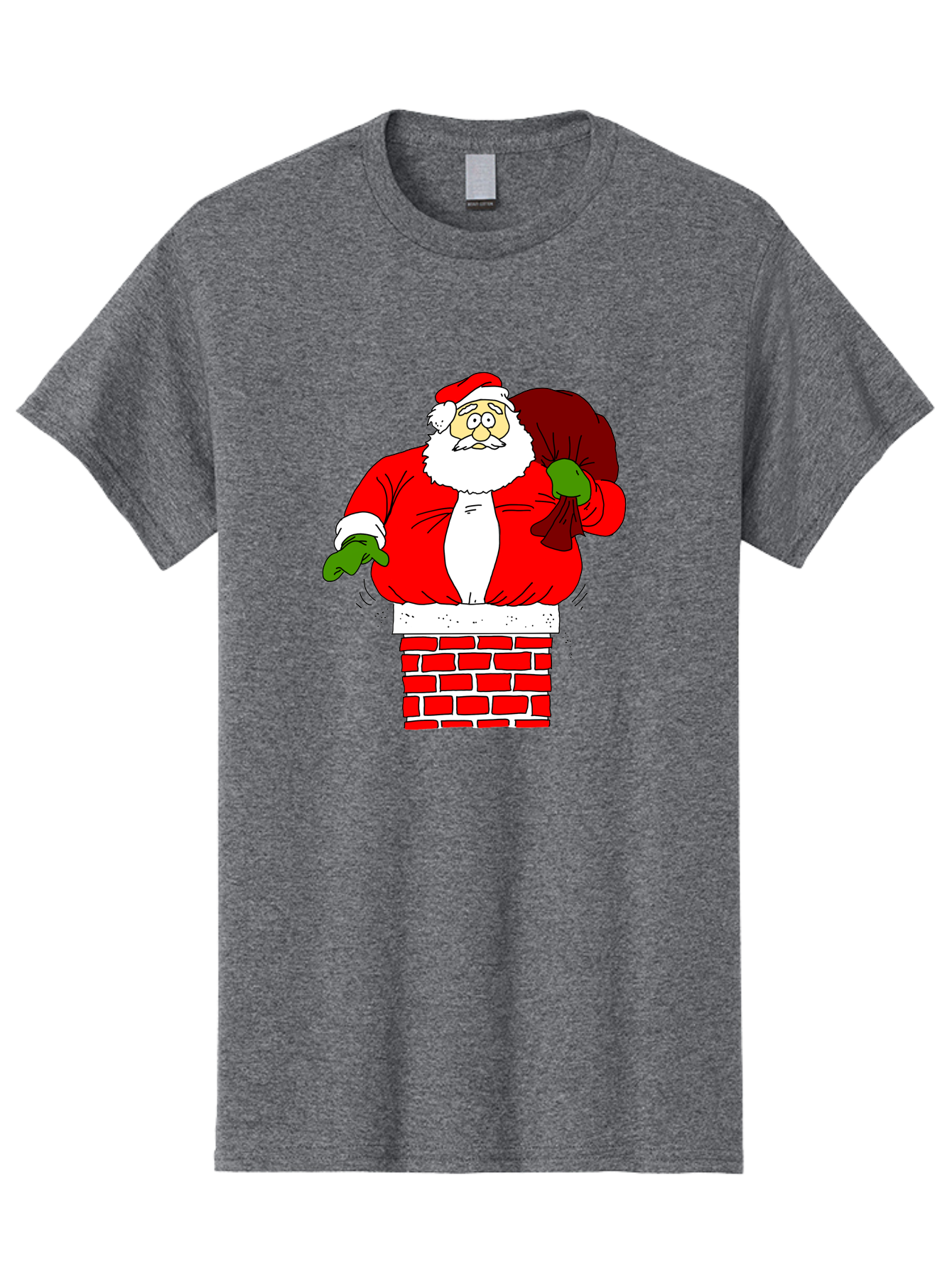 Santa-Claus Men'S Graphic Tee, 100% Cotton, Comfortable Casual Summer Wear, Machine Washable, Santa Claus Emerging From A Chimney, Christmas Magic, Festive Season, Holiday Cheer, Jolly Old Man, Gift Giving, Red Suit, White Beard, - Aaa118