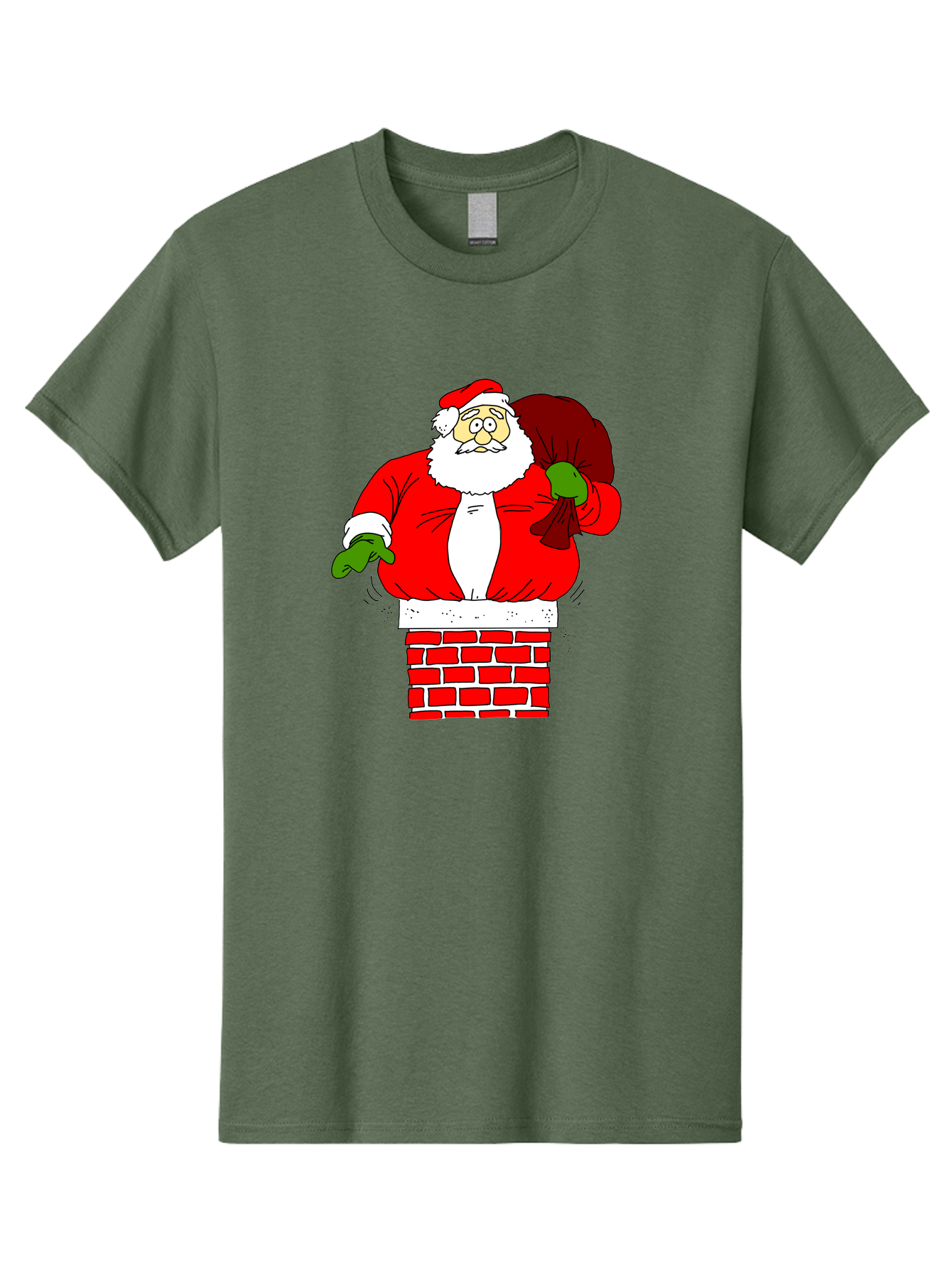 Santa-Claus Men'S Graphic Tee, 100% Cotton, Comfortable Casual Summer Wear, Machine Washable, Santa Claus Emerging From A Chimney, Christmas Magic, Festive Season, Holiday Cheer, Jolly Old Man, Gift Giving, Red Suit, White Beard, - Aaa118