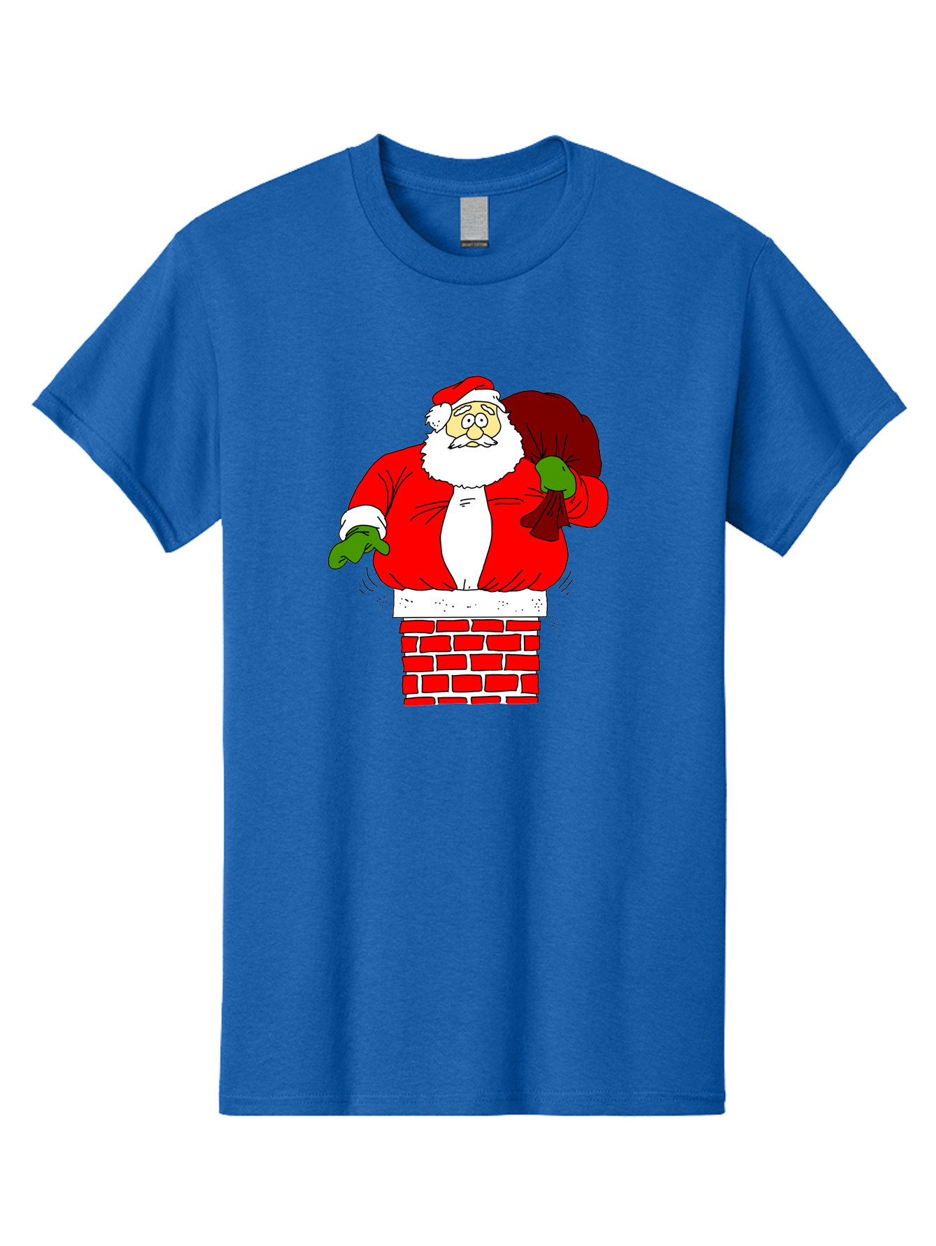 Santa-Claus Men'S Graphic Tee, 100% Cotton, Comfortable Casual Summer Wear, Machine Washable, Santa Claus Emerging From A Chimney, Christmas Magic, Festive Season, Holiday Cheer, Jolly Old Man, Gift Giving, Red Suit, White Beard, - Aaa118