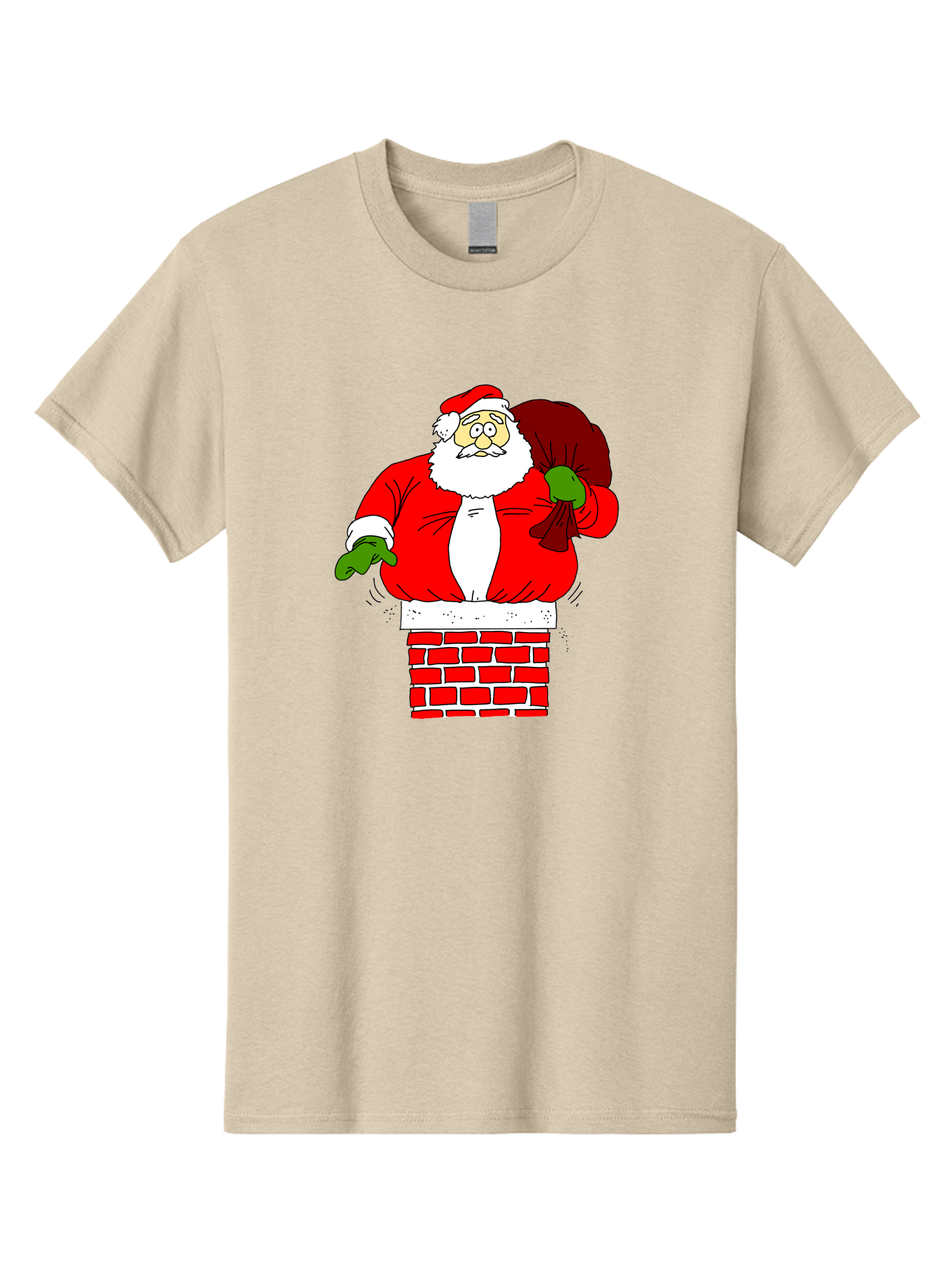 Santa-Claus Men'S Graphic Tee, 100% Cotton, Comfortable Casual Summer Wear, Machine Washable, Santa Claus Emerging From A Chimney, Christmas Magic, Festive Season, Holiday Cheer, Jolly Old Man, Gift Giving, Red Suit, White Beard, - Aaa118