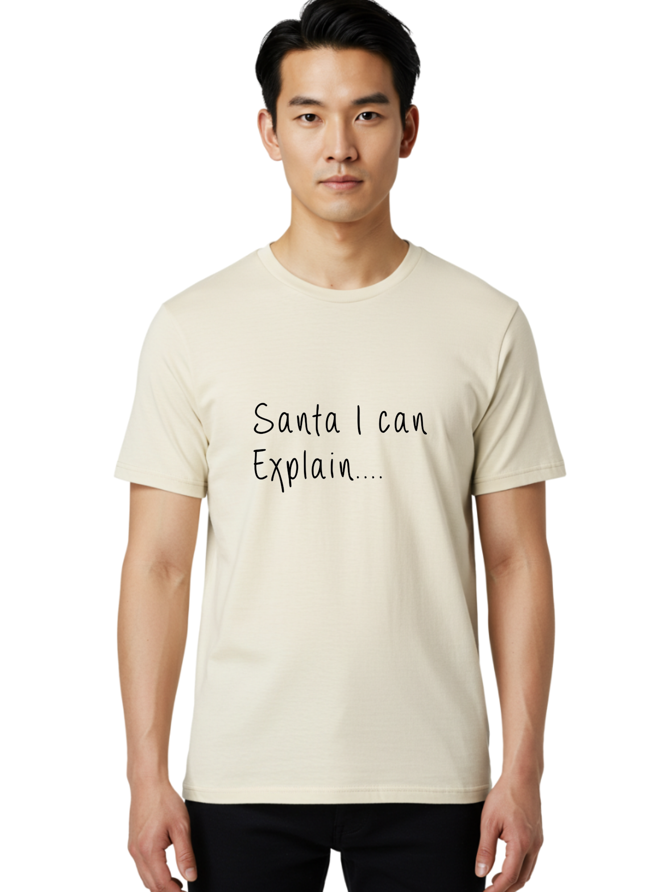 Santa-I-Can-Explain Men'S Graphic Tee, 100% Cotton, Comfortable Casual Summer Wear, Machine Washable, Funny Christmas Meme, Santa I Can Explain, Humorous Apology, Playful Christmas Joke, Festive Humor, Naughty List, Christmas Humor - Aaa119